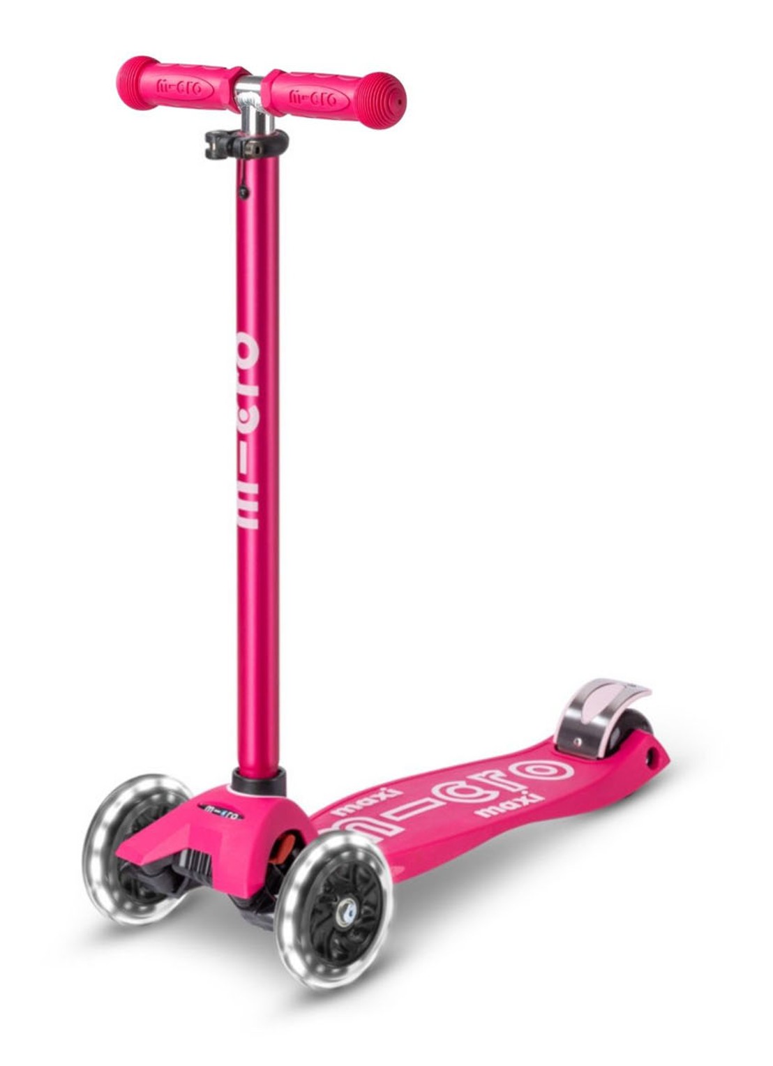 Micro Step Maxi Micro Deluxe step met LED-verlichting in wielen - voorkant roze