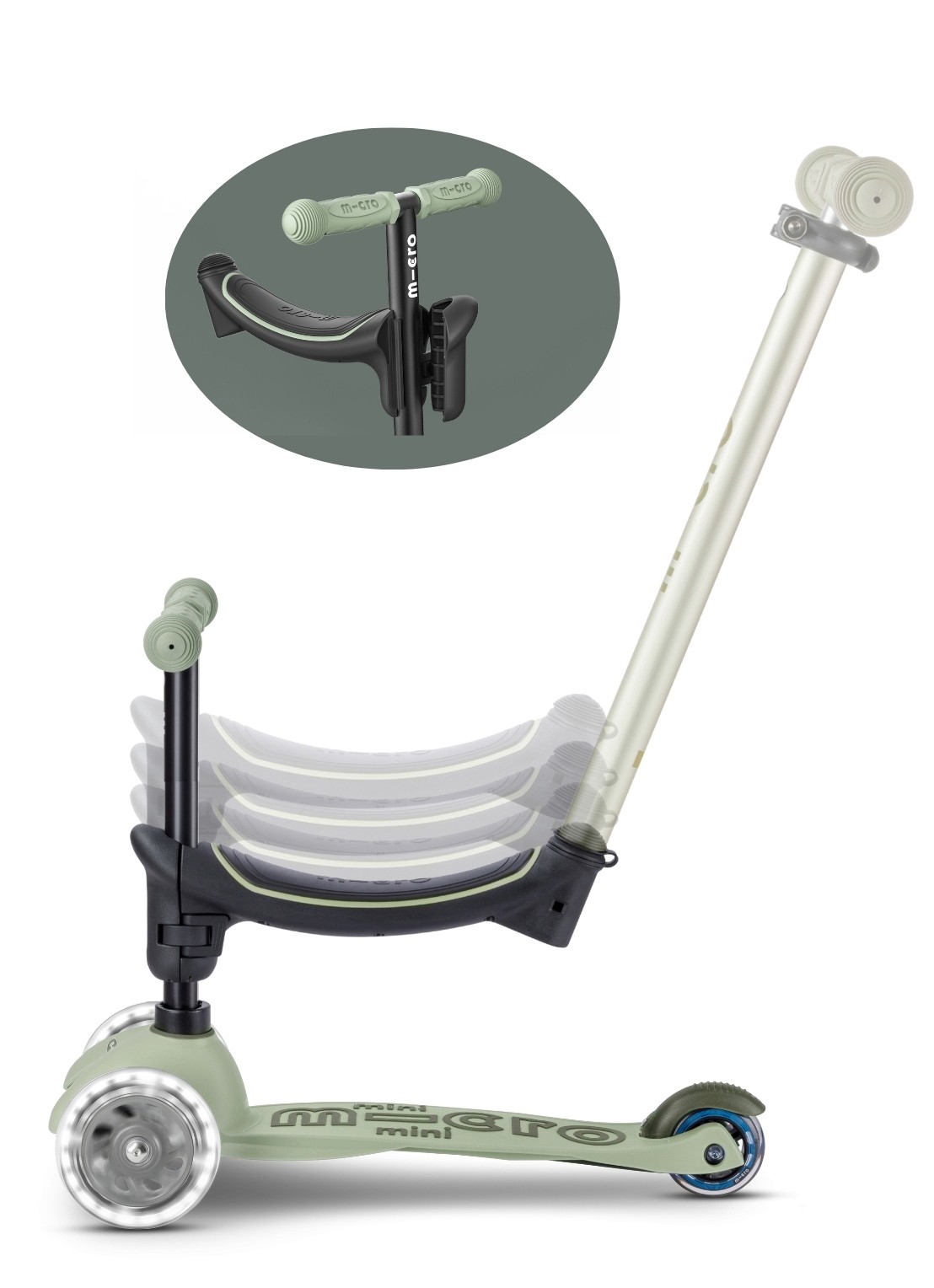 Micro Step Micro Mini2grow Deluxe 2.0 met duwstang - detail 4 beige