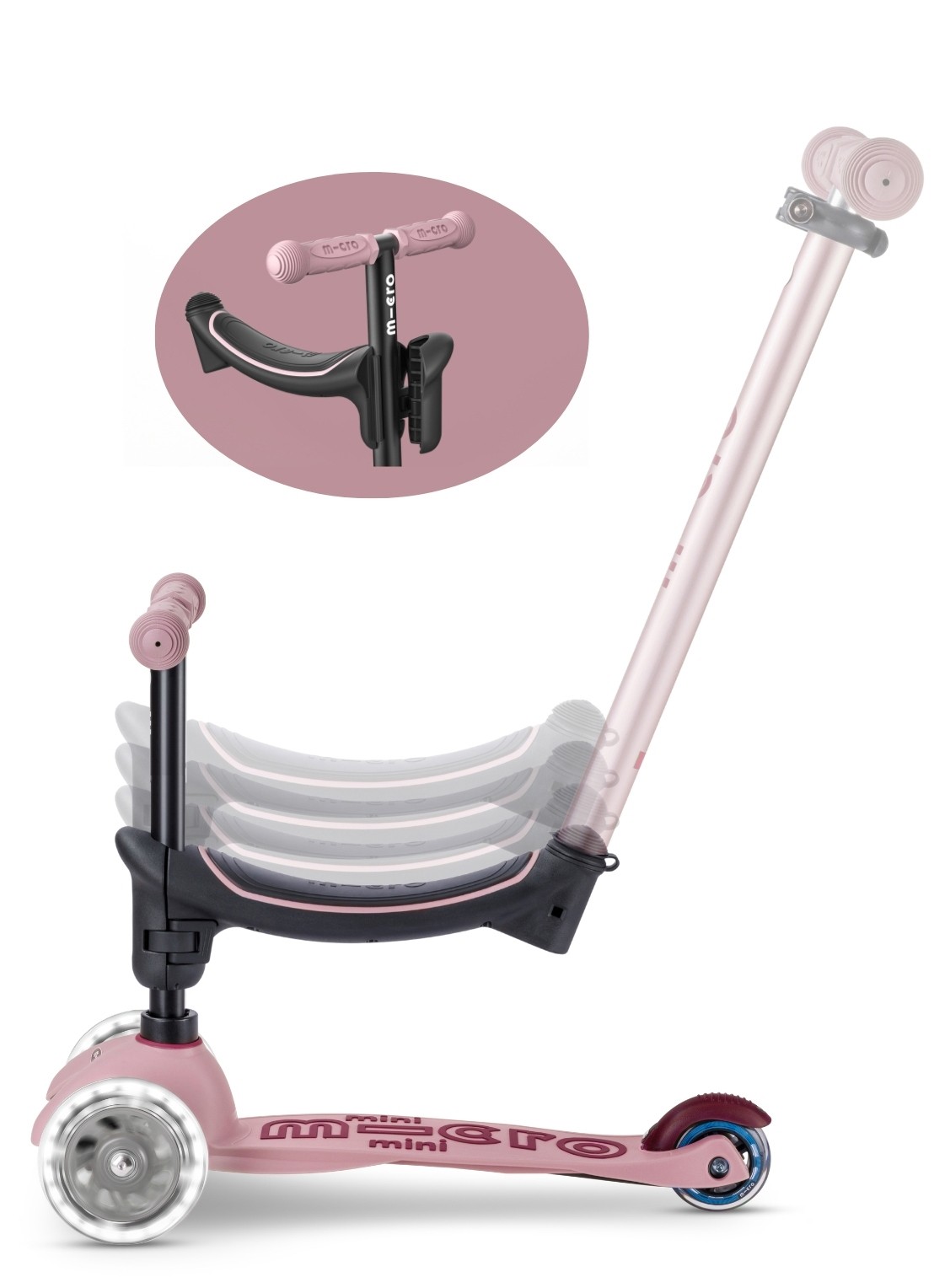 Micro Step Micro Mini2grow Deluxe 2.0 met duwstang - detail 2 blauw