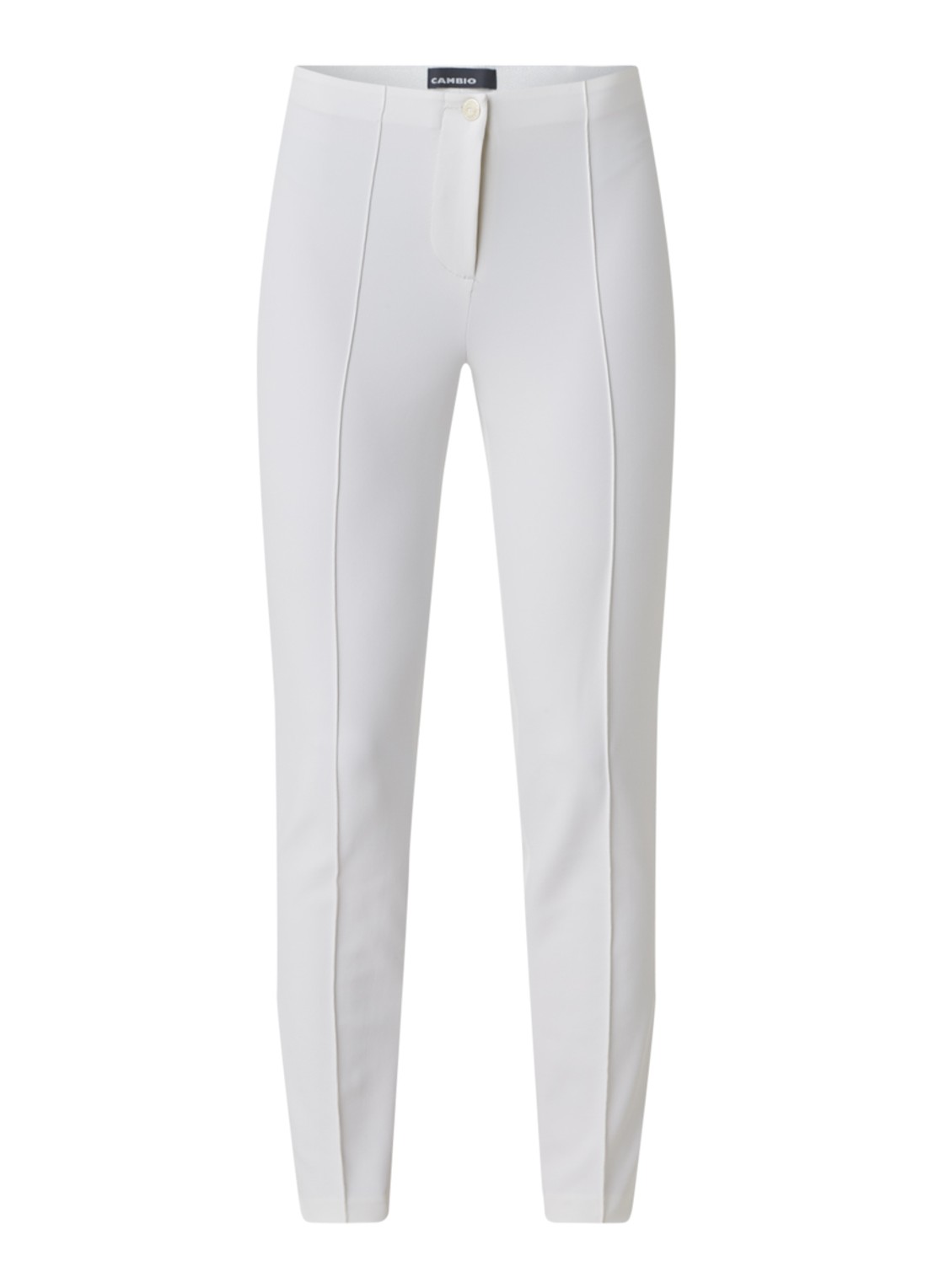 Mid waist slim fit pantalon met siernaad - voorkant 2 wit
