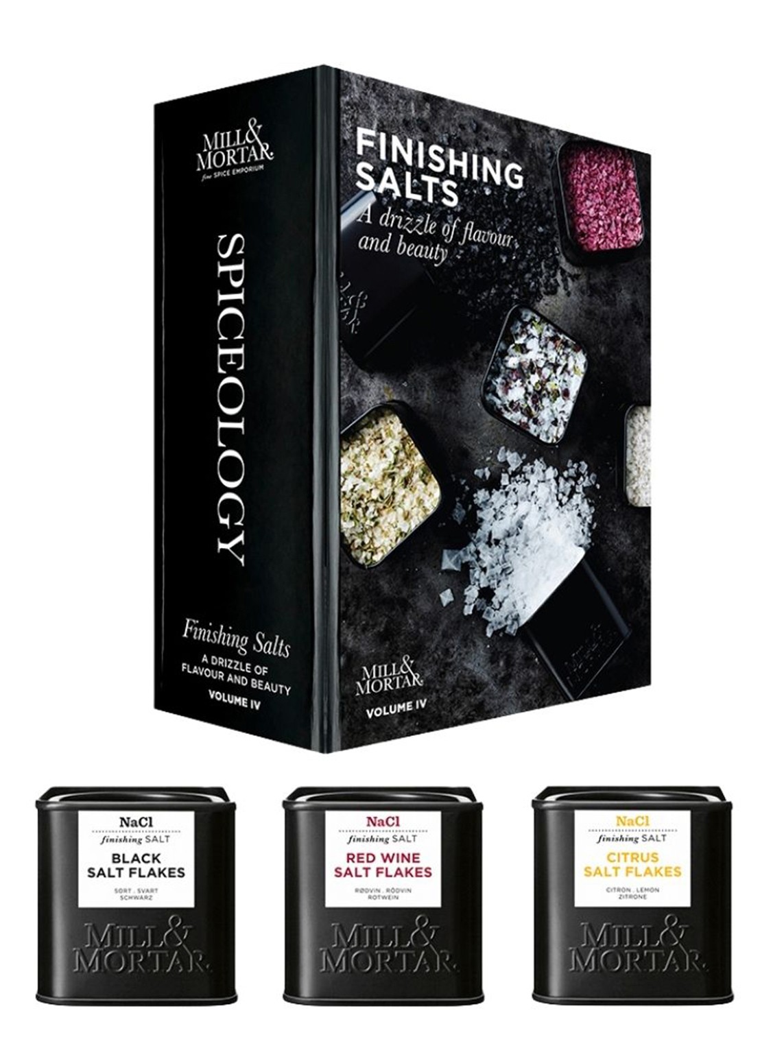 Mill & Mortar Finishing Salts zout in geschenkverpakking 230 gram - voorkant 3 zwart