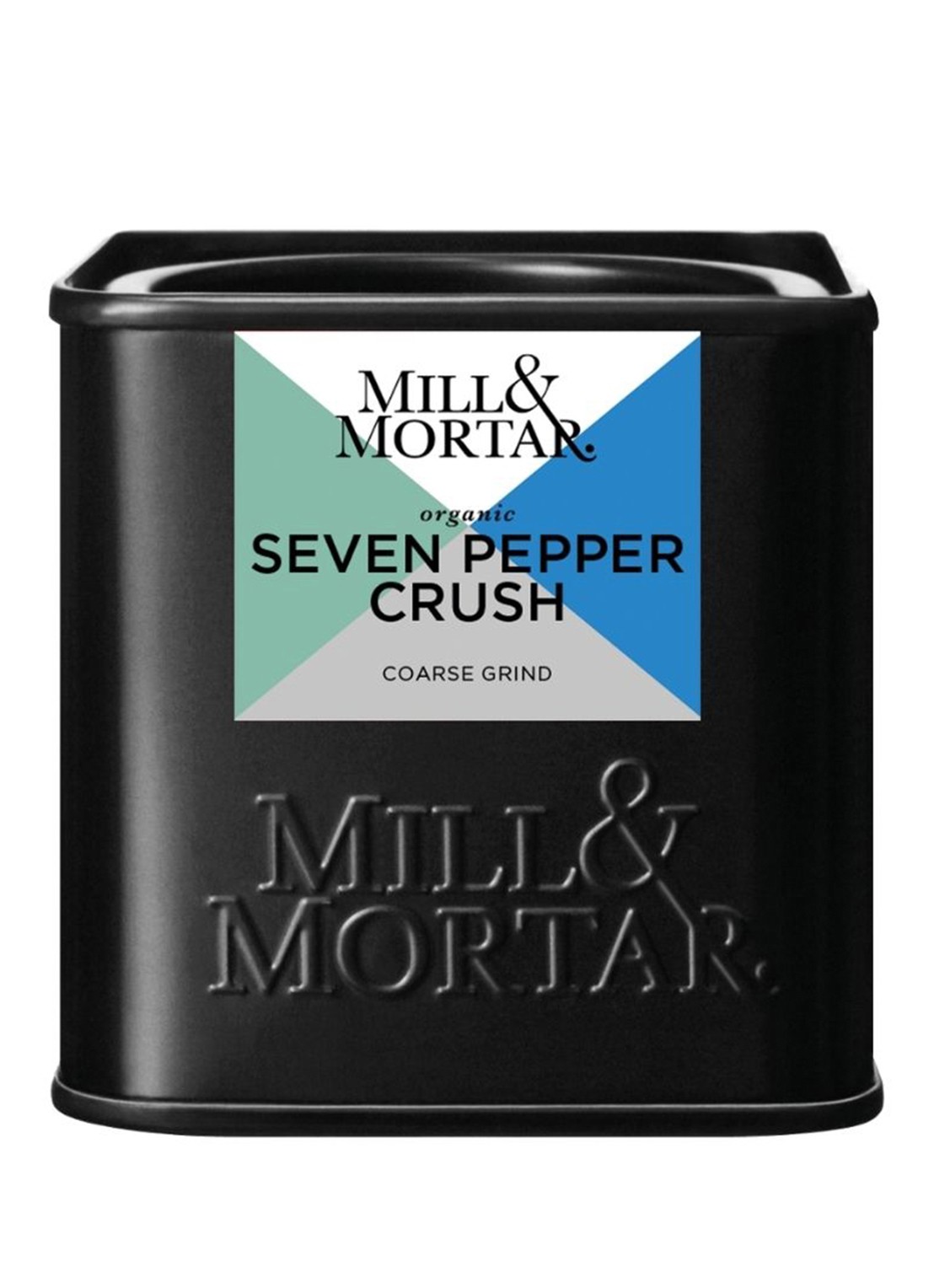 Mill & Mortar Seven Pepper Crush peper 50 gram - voorkant zwart