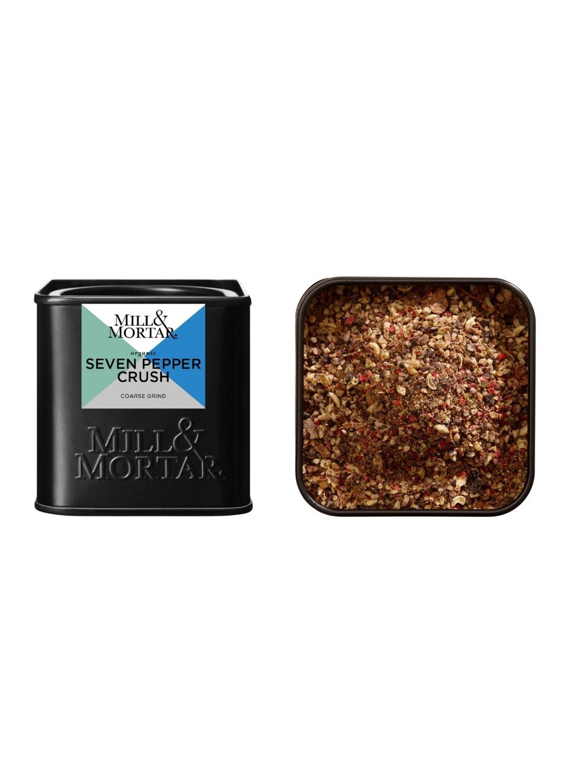 Mill & Mortar Seven Pepper Crush peper 50 gram - voorkant 2 zwart