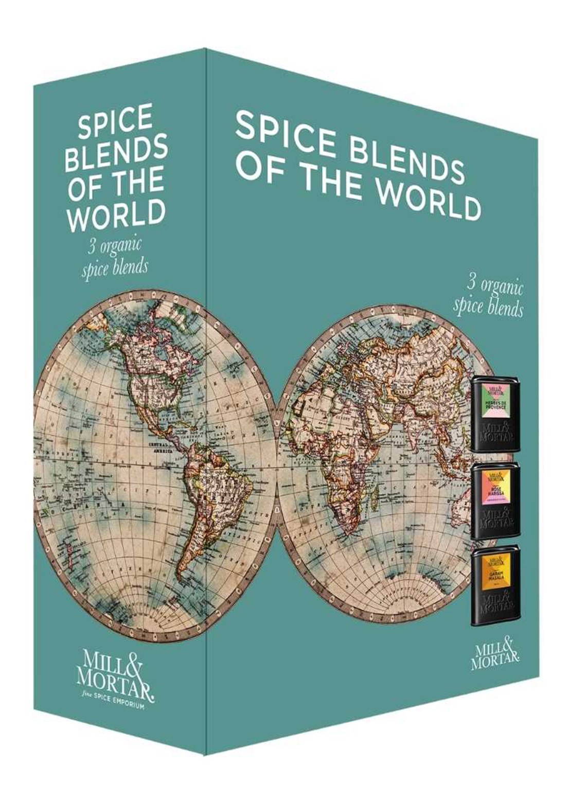 Mill & Mortar Spice Blends of the World kruidenmix in geschenkverpakking 125 gram  - voorkant zeegroen