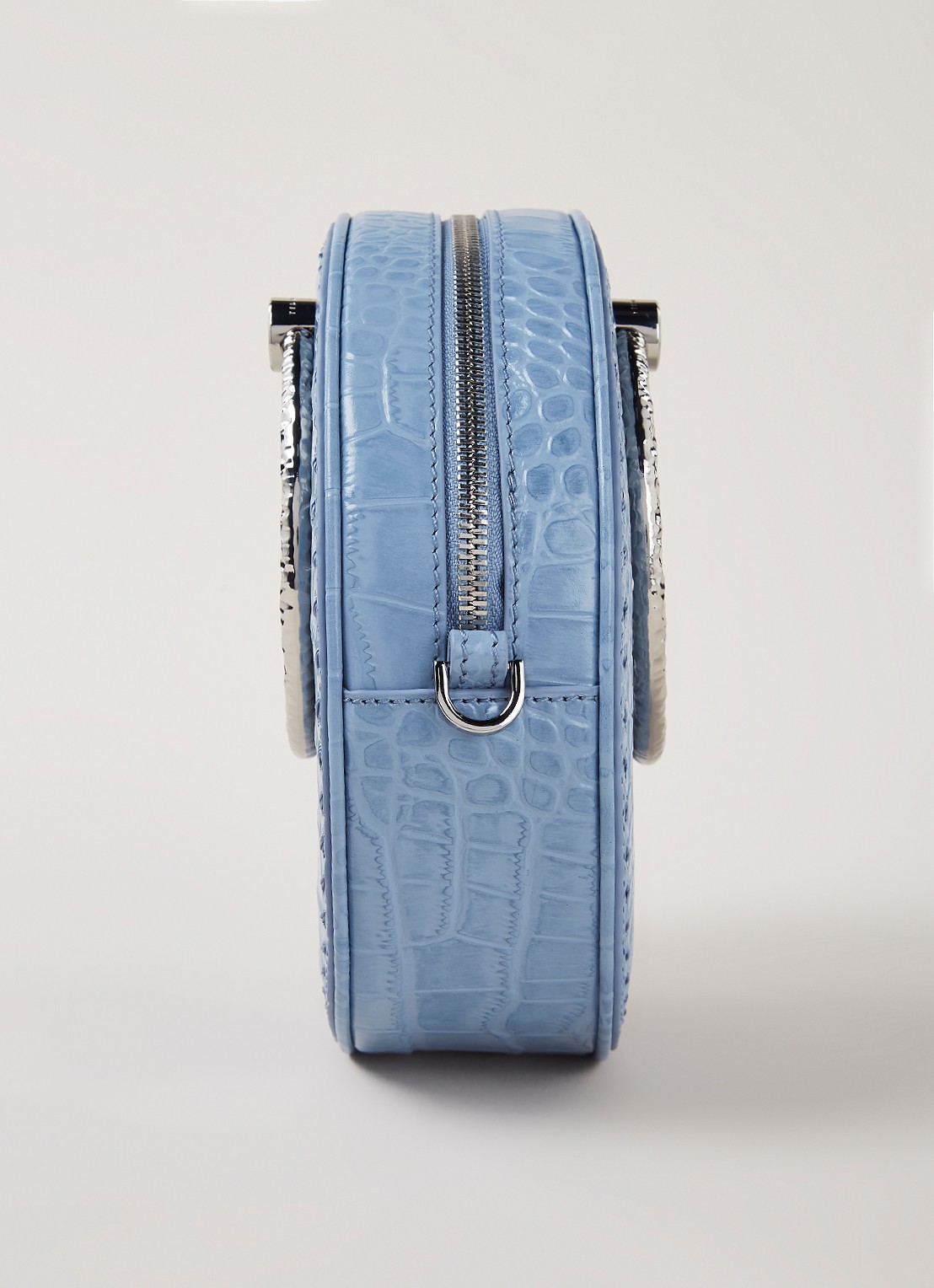 Millah crossbodytas van leer met crocostructuur - detail 3 blauw