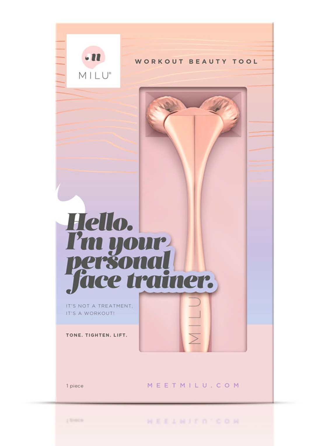 Milu Workout Beauty Tool - gezichtsroller - voorkant 2 roségoud