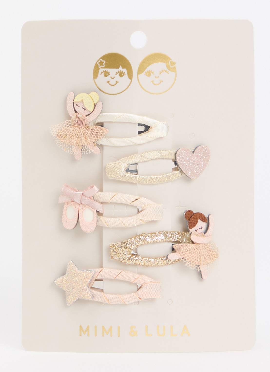 Mimi & Lula Ballerina Mini haarclip in set van 5 - voorkant 2 beige