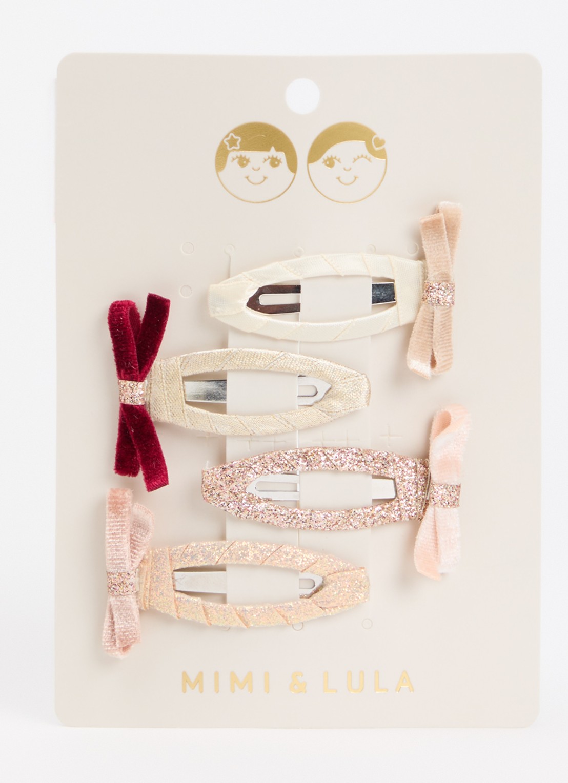 Mimi & Lula Bow haarclip set van 4 - voorkant 2 lichtroze