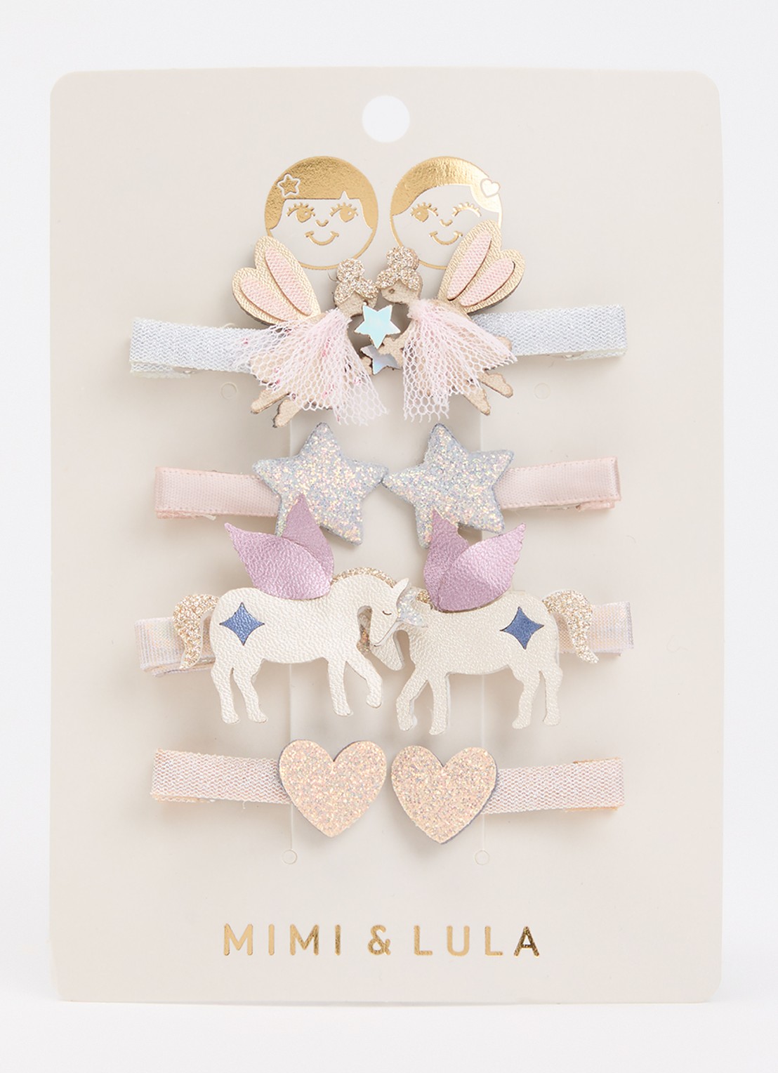 Mimi & Lula Dreamy Fairy Salon haarclip in set van 8 - voorkant 2 roze
