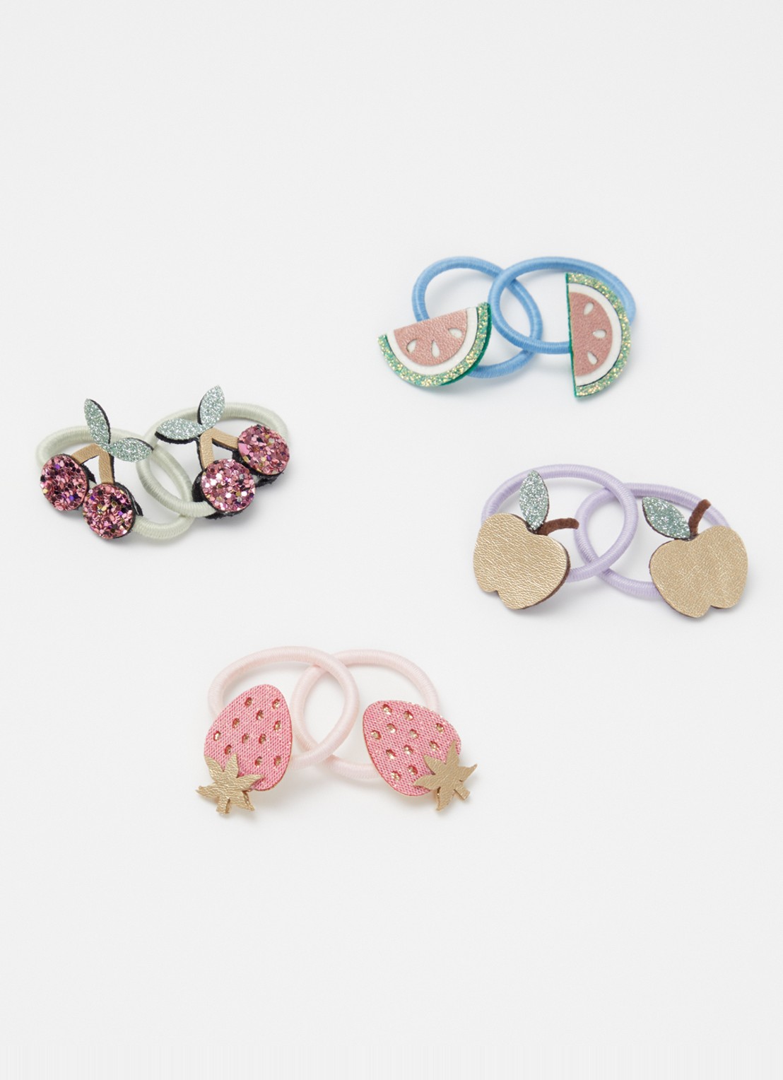 Mimi & Lula Fruit haarelastiekjes in 8-pack - voorkant 2 multicolor