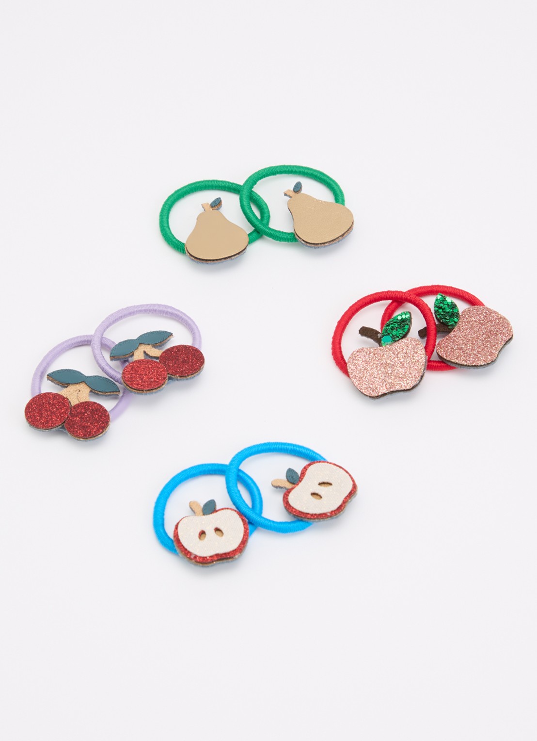 Mimi & Lula Fruity Mini haarelastiekjes in 8-pack - voorkant 2 rood