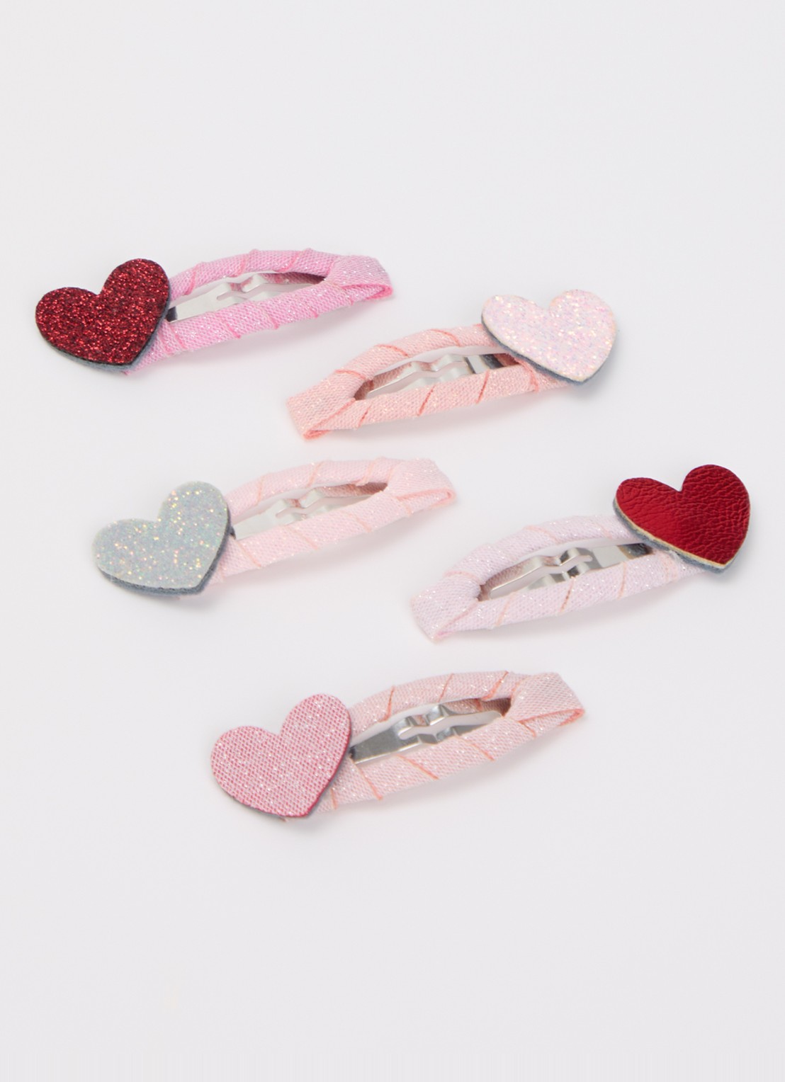 Mimi & Lula Heart Mini haarclip in set van 5 - voorkant 2 roze
