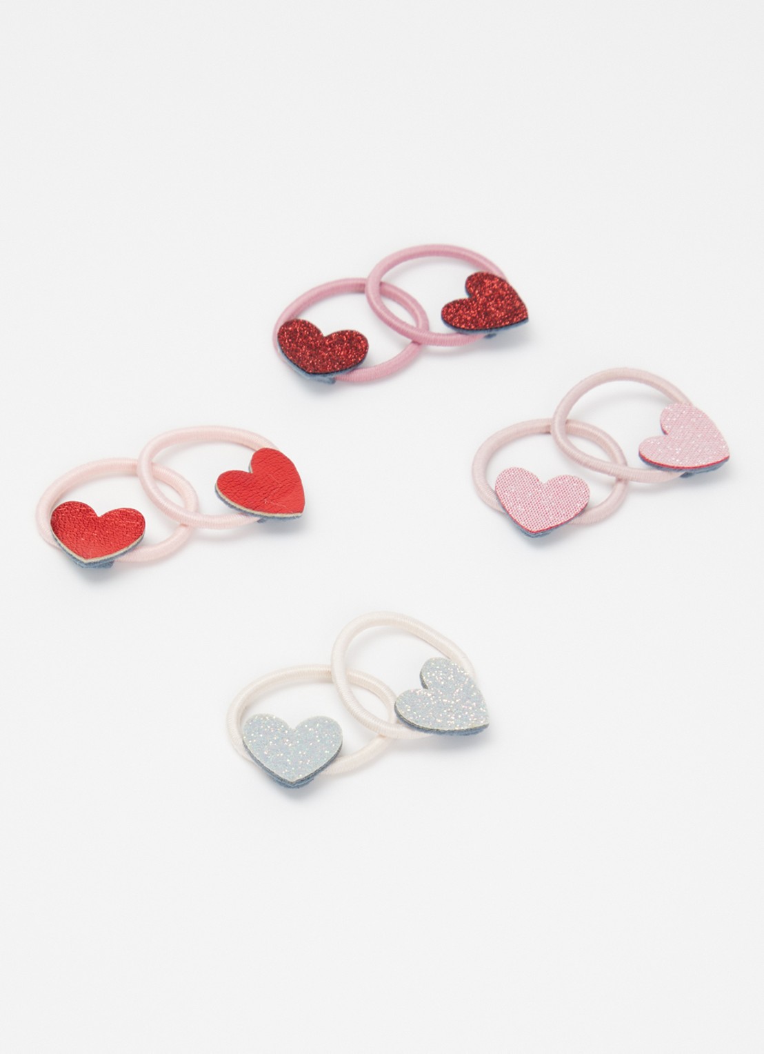 Mimi & Lula Hearts haarelastiekjes in 8-pack - voorkant 2 beige