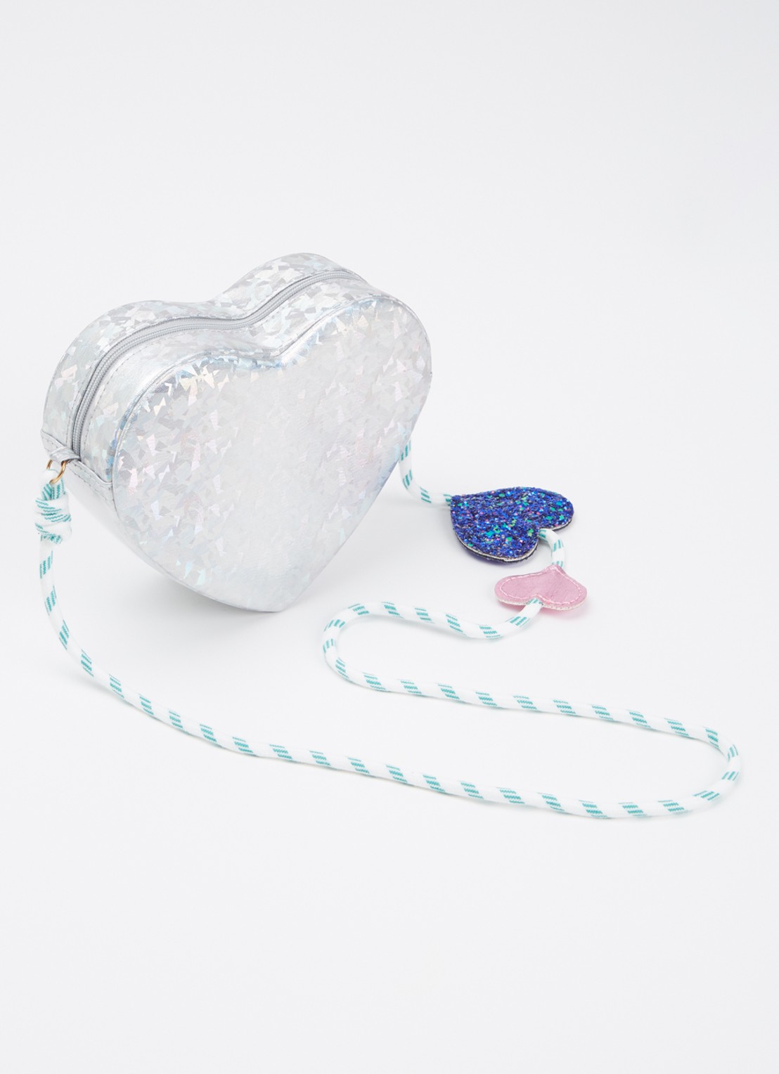 Mimi & Lula Holographic Heart crossbodytas met metallic finish - achterkant zilver