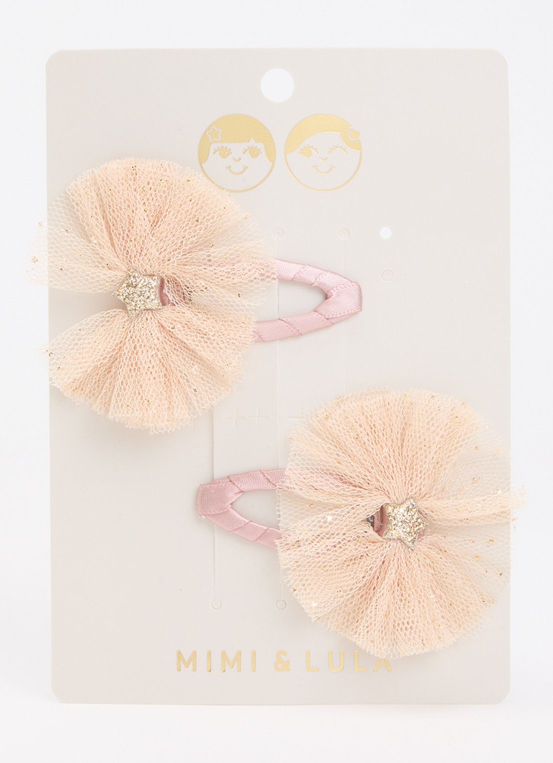 Mimi & Lula Large Tutu haarclip in set van 2 - voorkant 2 zalmroze