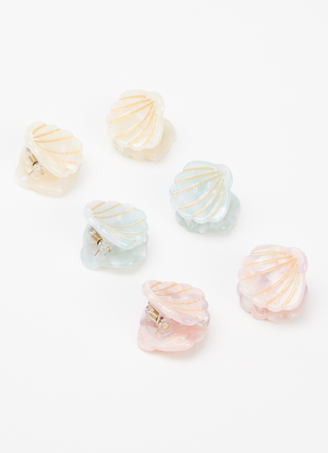 Mimi & Lula Mini Shell haarclip in set van 6 - detail multicolor