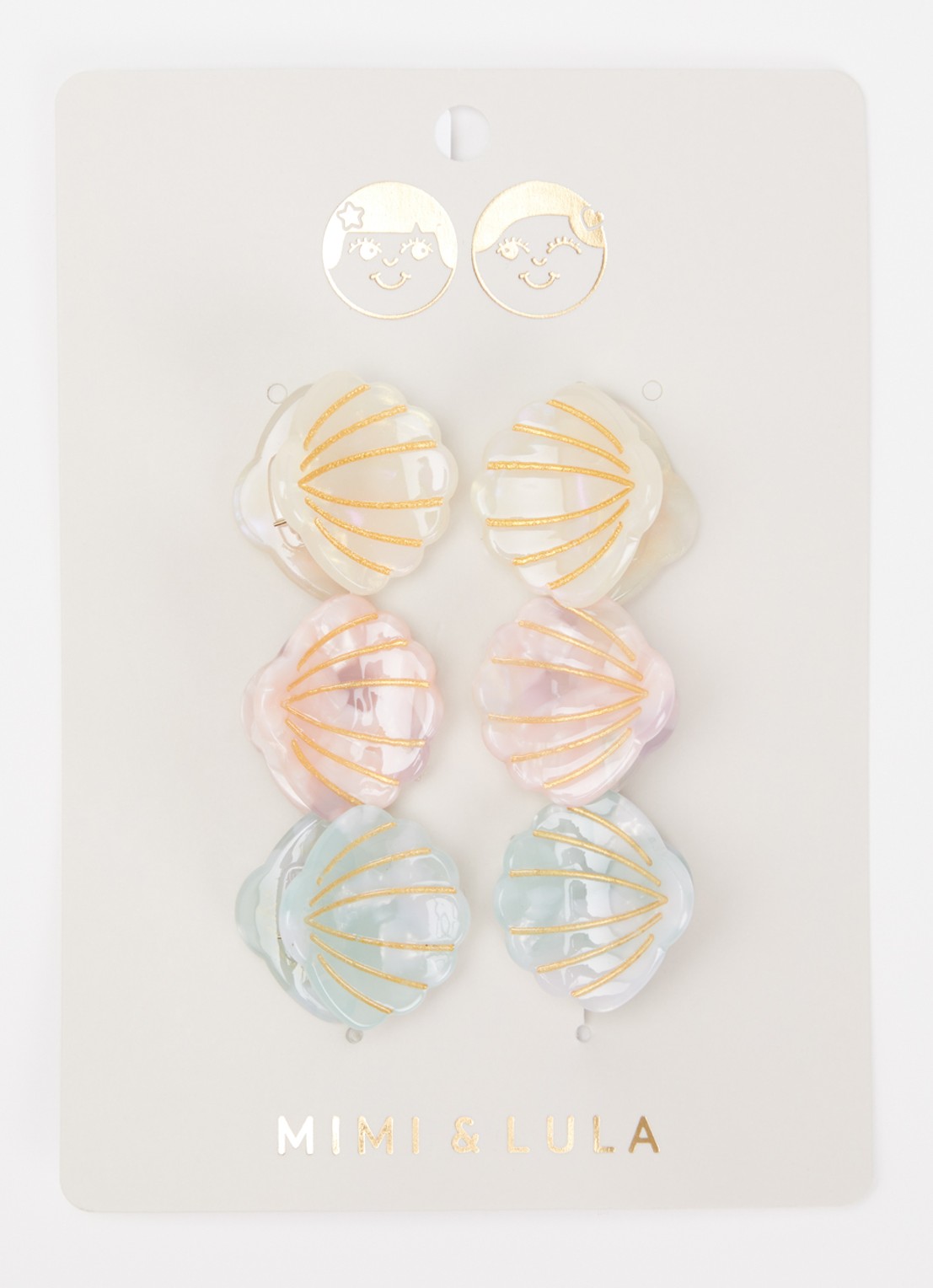 Mimi & Lula Mini Shell haarclip in set van 6 - voorkant 2 multicolor
