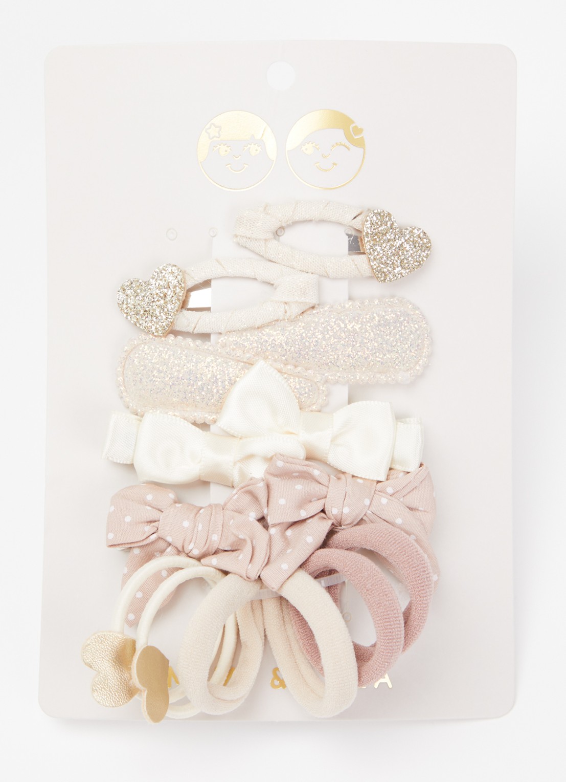 Mimi & Lula My First Hair Accessoires haarclips en haarelastiekjes in 14-pack  - voorkant 2 beige