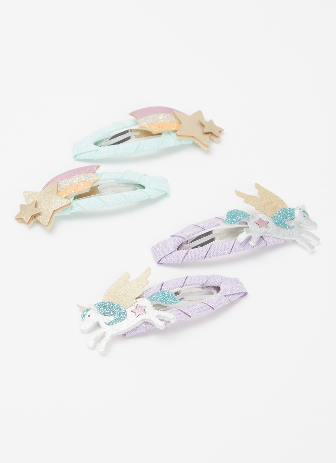 Mimi & Lula My Little Unicorn haarclip in set van 4 - detail roze