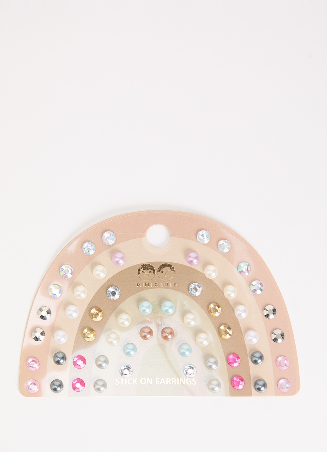Mimi & Lula Pink Pearl Stick On oorknopjes - voorkant creme