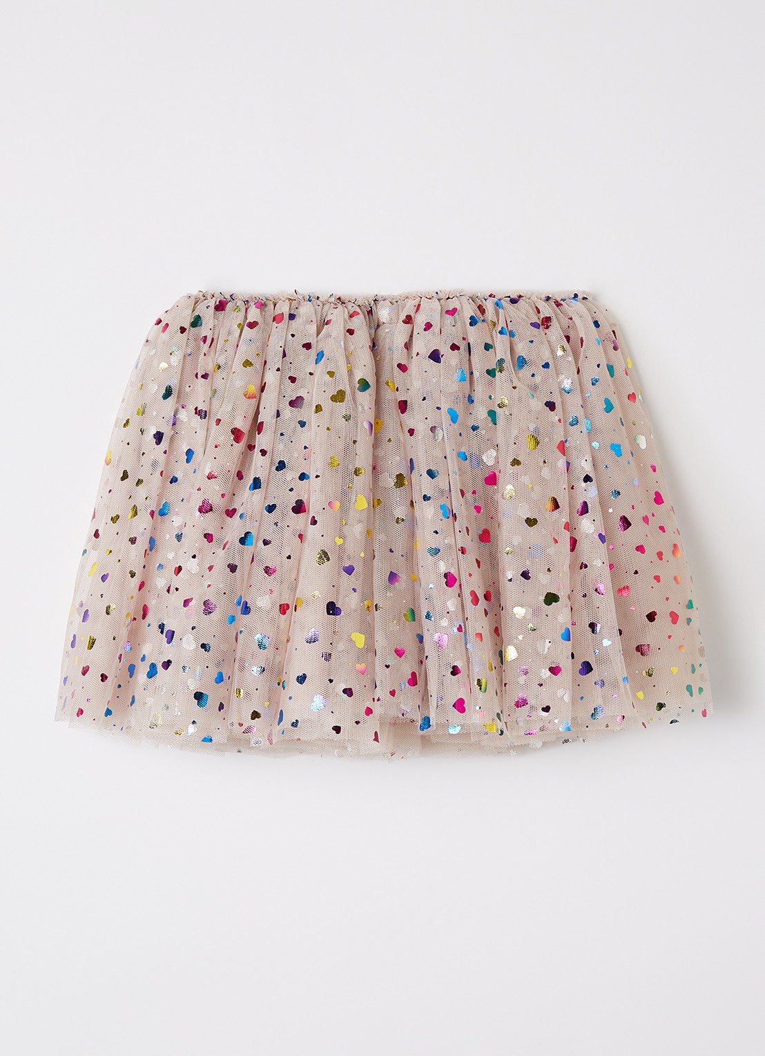 Mimi & Lula Rainbow Hearts rok van tule - voorkant 3 beige