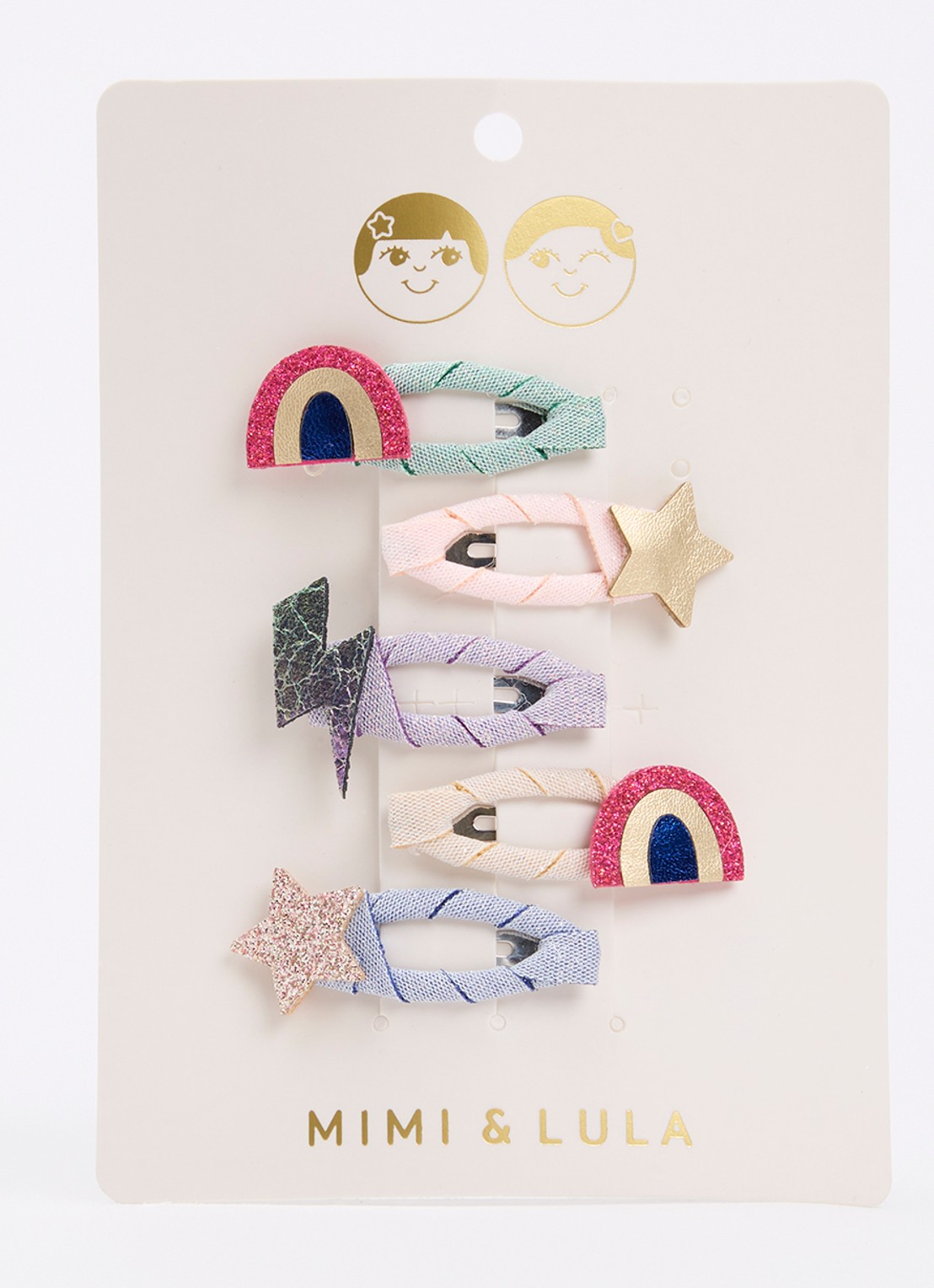 Mimi & Lula Rainbow Mini haarclip in set van 5 - voorkant blauw