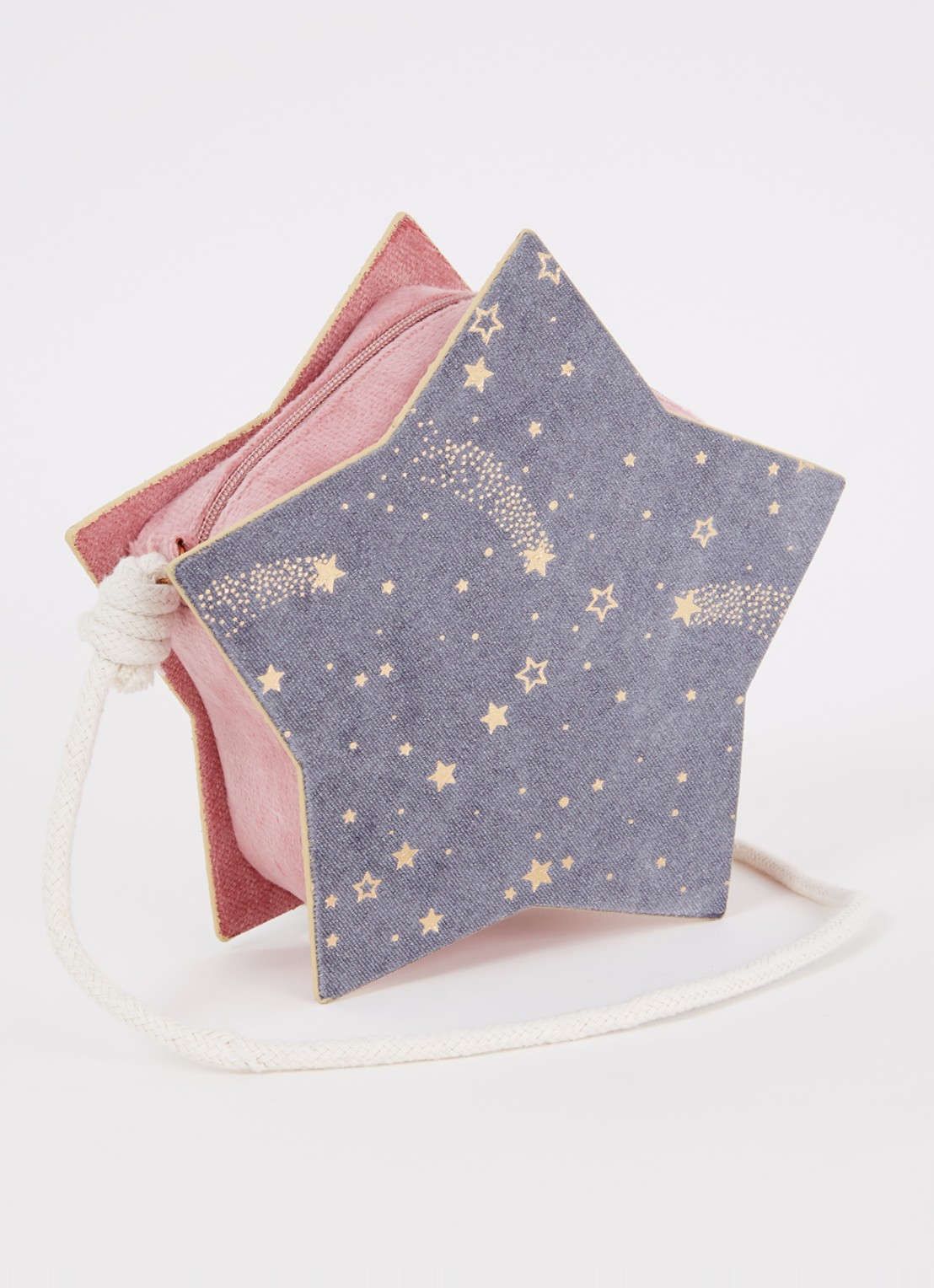 Mimi & Lula Sparkly Glitter Star crossbodytas van fluweel met glitter - achterkant roze