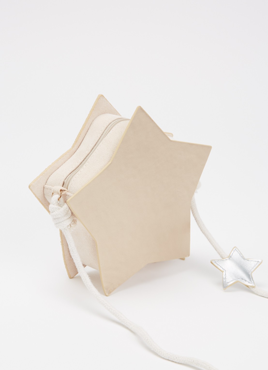 Mimi & Lula Sparkly Glitter Star crossbodytas van fluweel met glitter - achterkant 4 beige