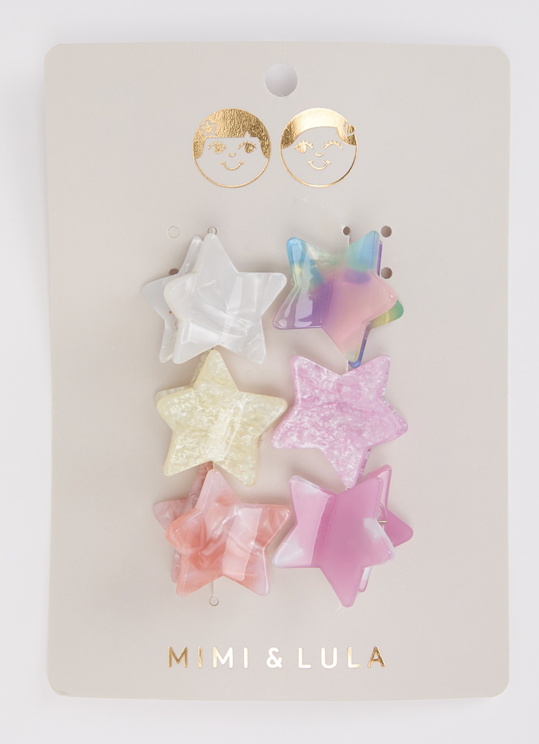 Mimi & Lula Star Mini haarclip in set van 6 - voorkant multicolor