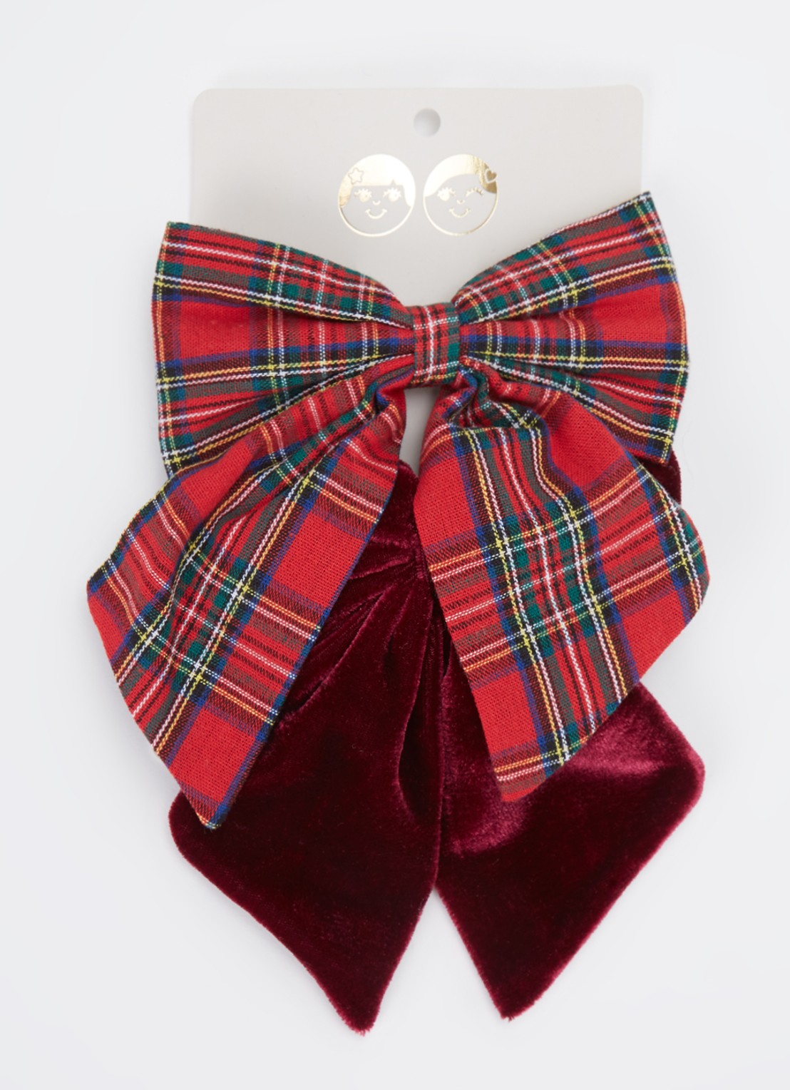 Mimi & Lula Tartan Agnes Bow haarclip in set van 2 - voorkant rood