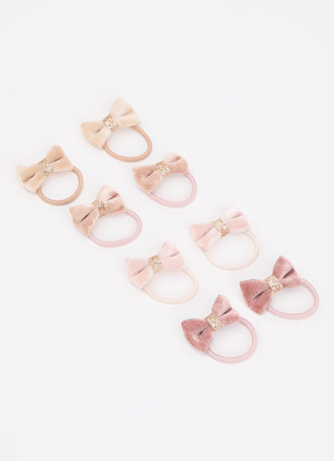 Mimi & Lula Velvet Tinkerbell haarelastiekjes in 8-pack - detail roze