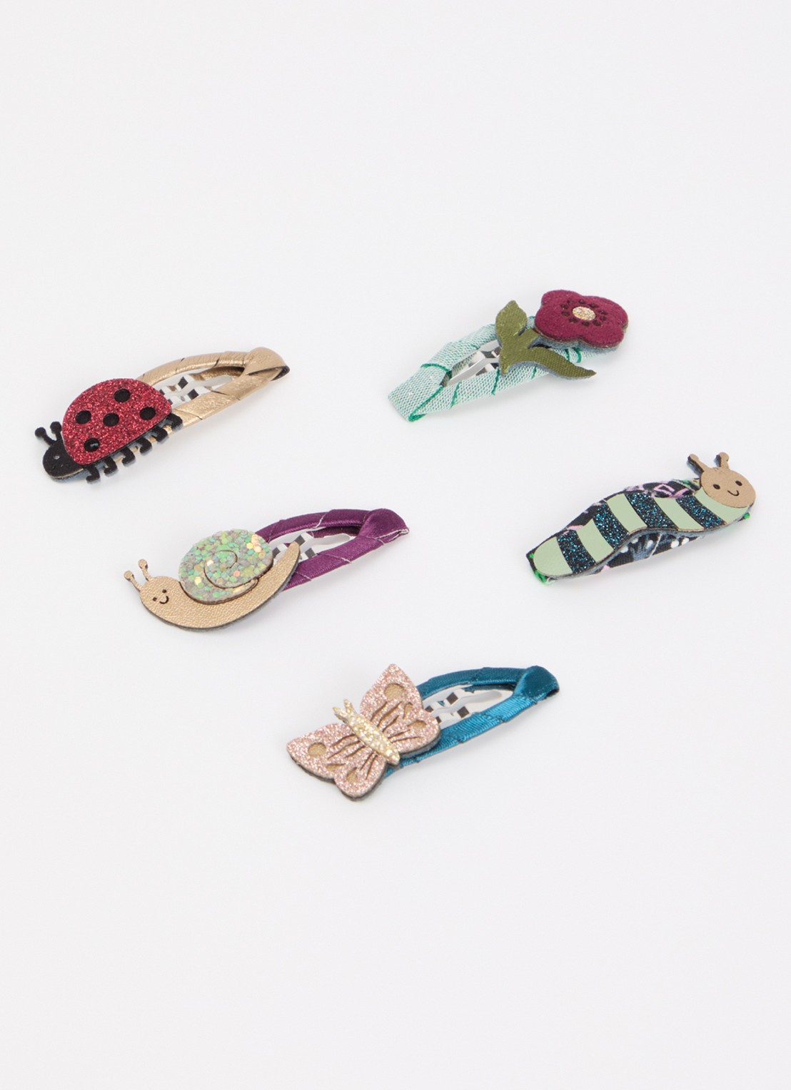 Mimi & Lula Winter Beasts Mini haarclips set van 5 - detail lindegroen