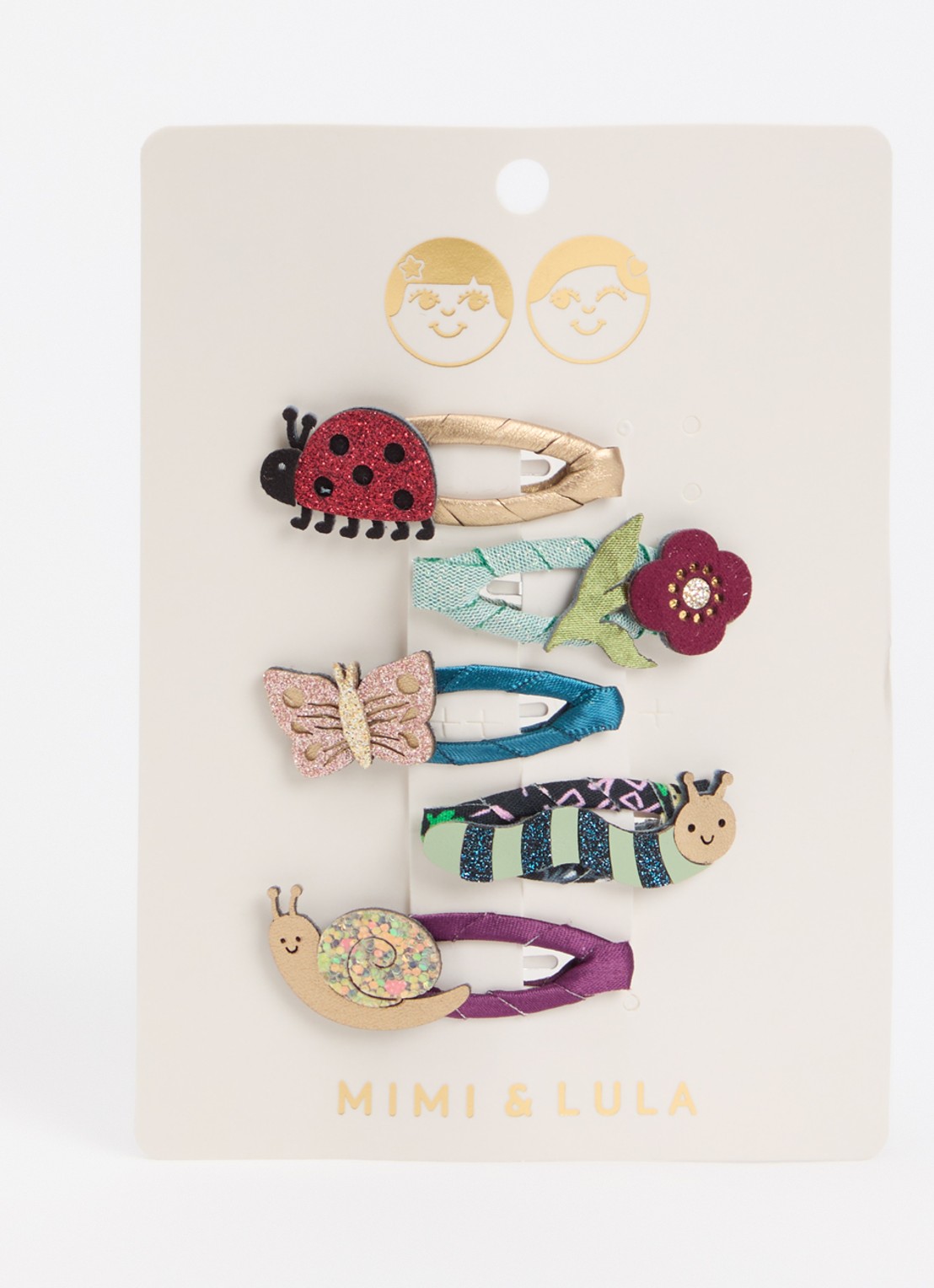 Mimi & Lula Winter Beasts Mini haarclips set van 5 - voorkant 2 lindegroen