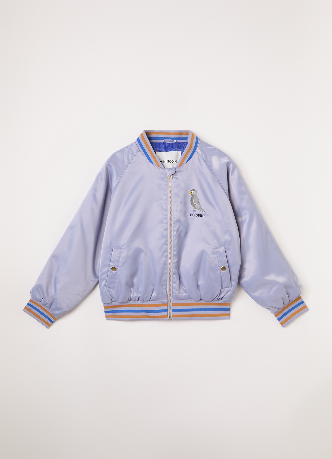 Mini Rodini Birds baseball jack met front- en backprint - voorkant lila