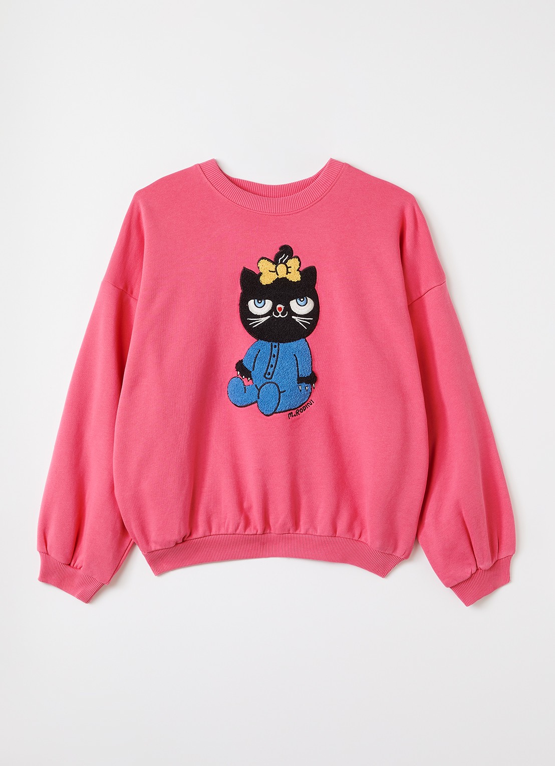 Mini Rodini Chenille sweater met borduring - voorkant roze