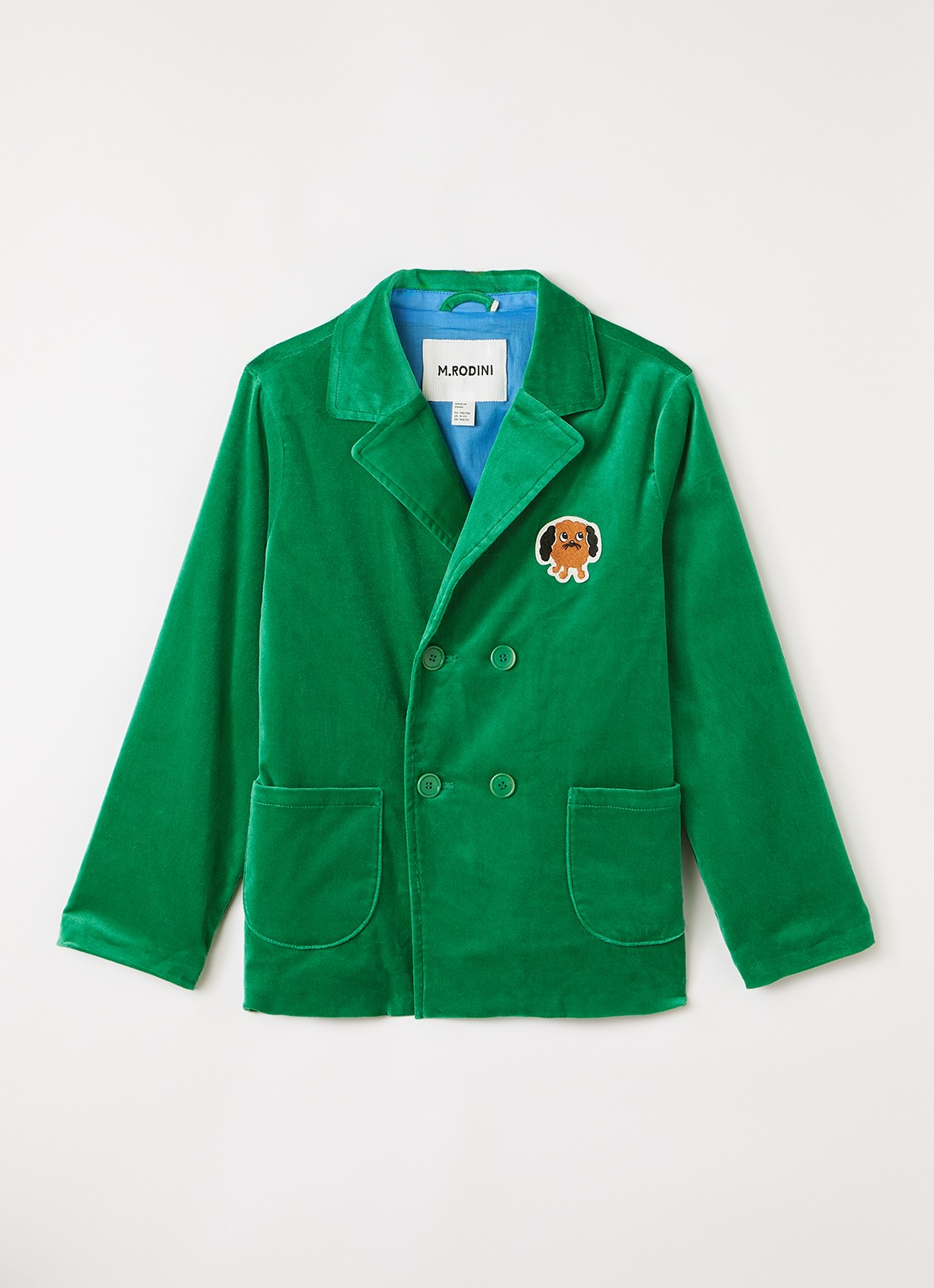 Mini Rodini Doggie blazer met opgestikte zakken - voorkant 2 groen