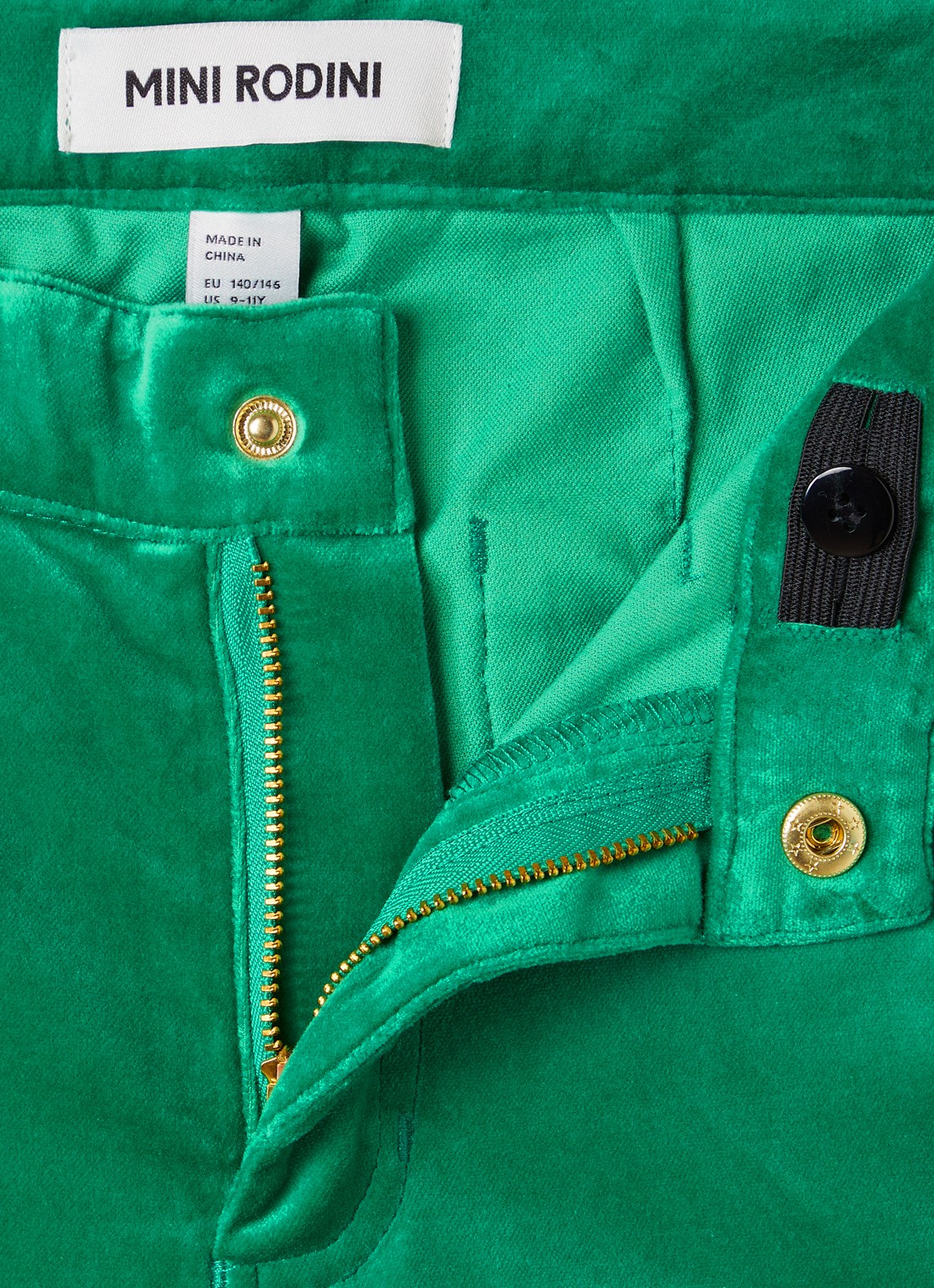 Mini Rodini Doggie flared broek van fluweel - detail groen