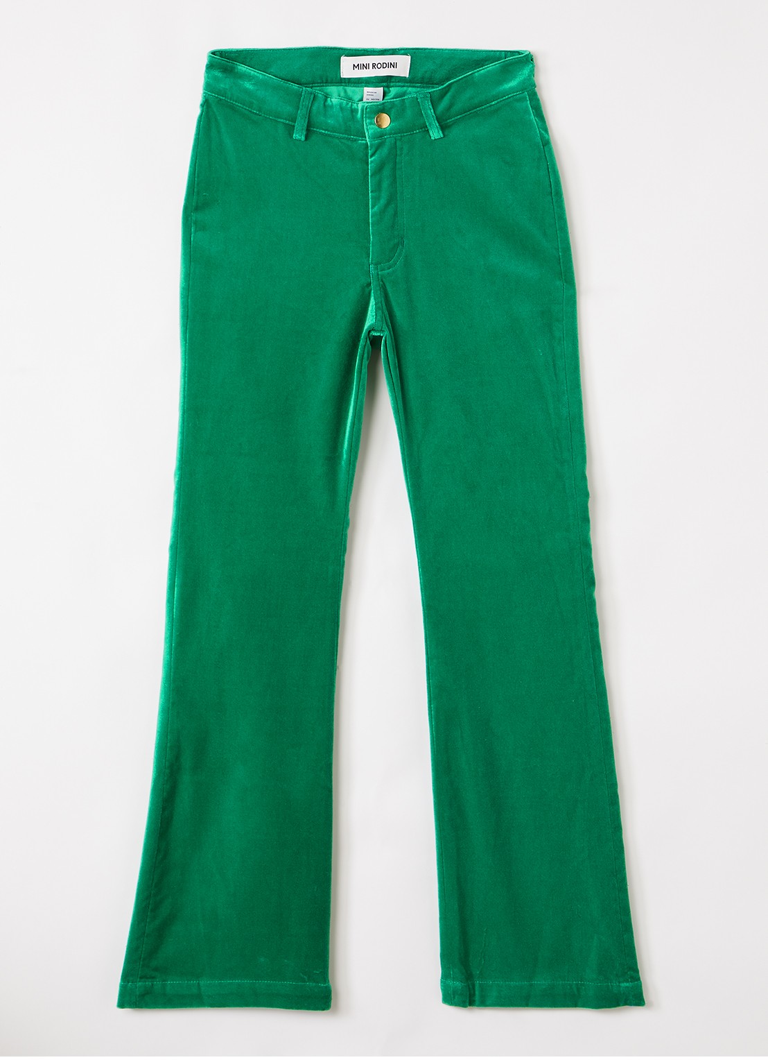 Mini Rodini Doggie flared broek van fluweel - voorkant 2 groen
