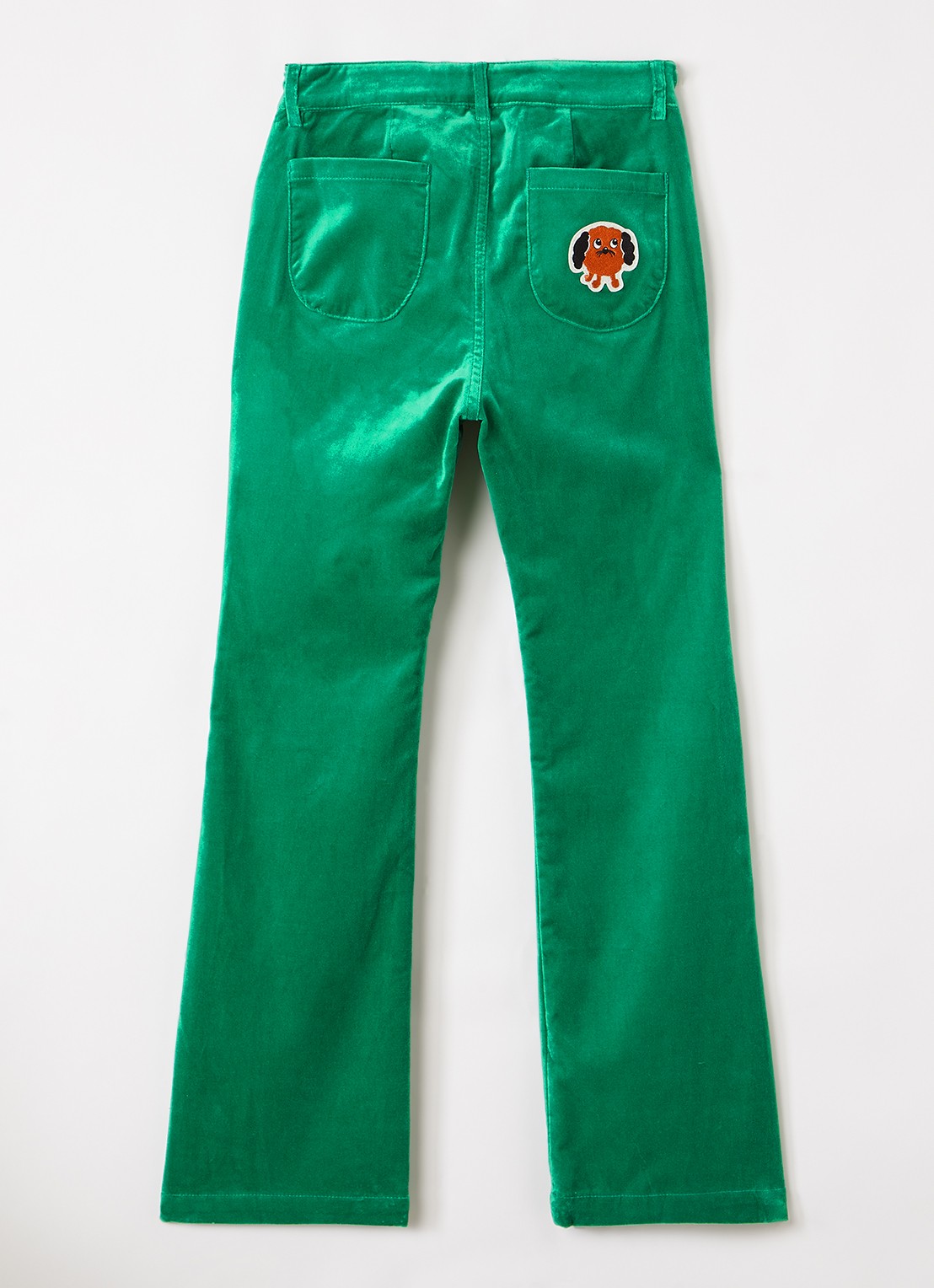 Mini Rodini Doggie flared broek van fluweel - voorkant 3 groen