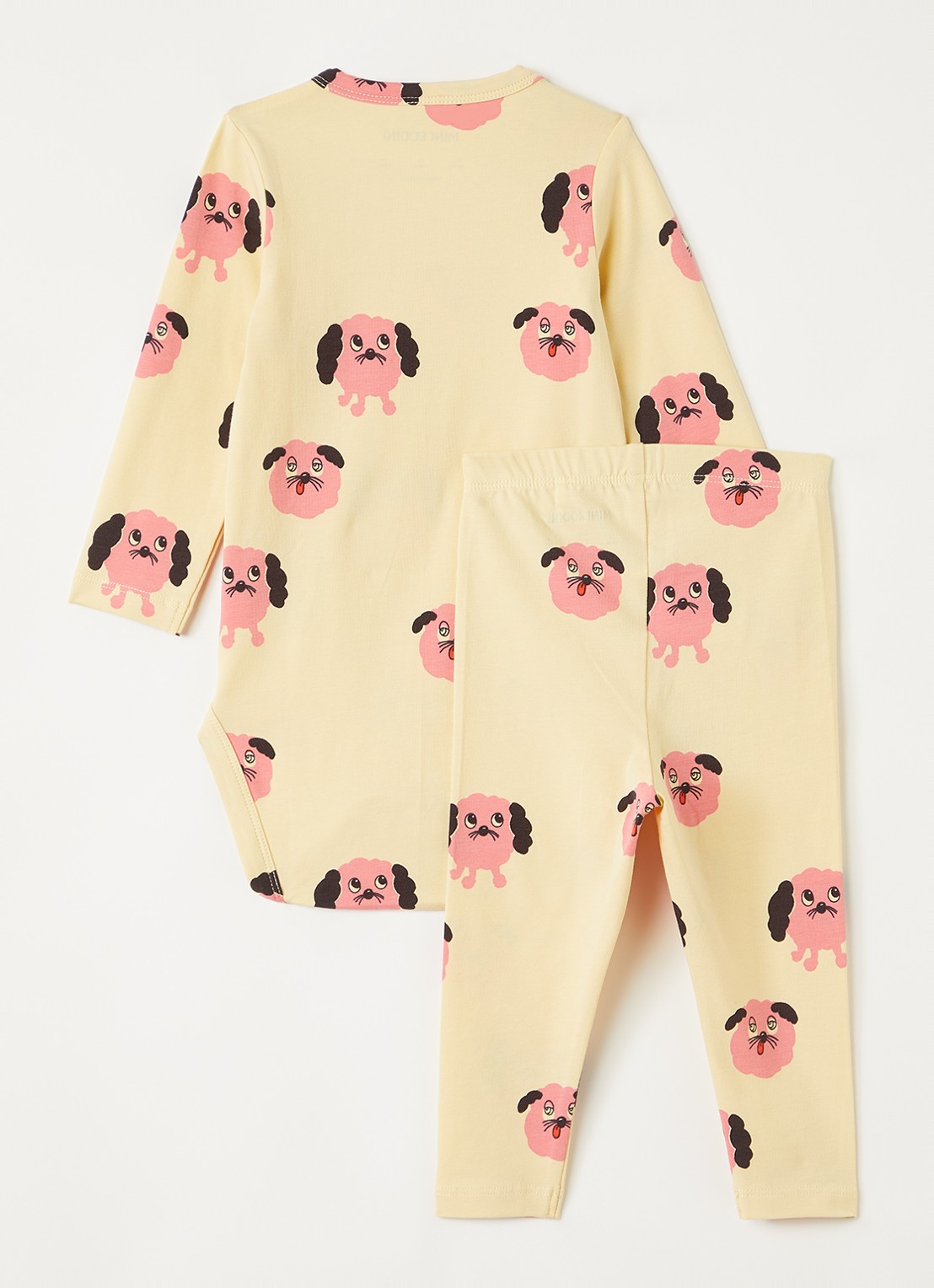 Mini Rodini Doggies pyjamaset met print - voorkant 2 lichtgeel