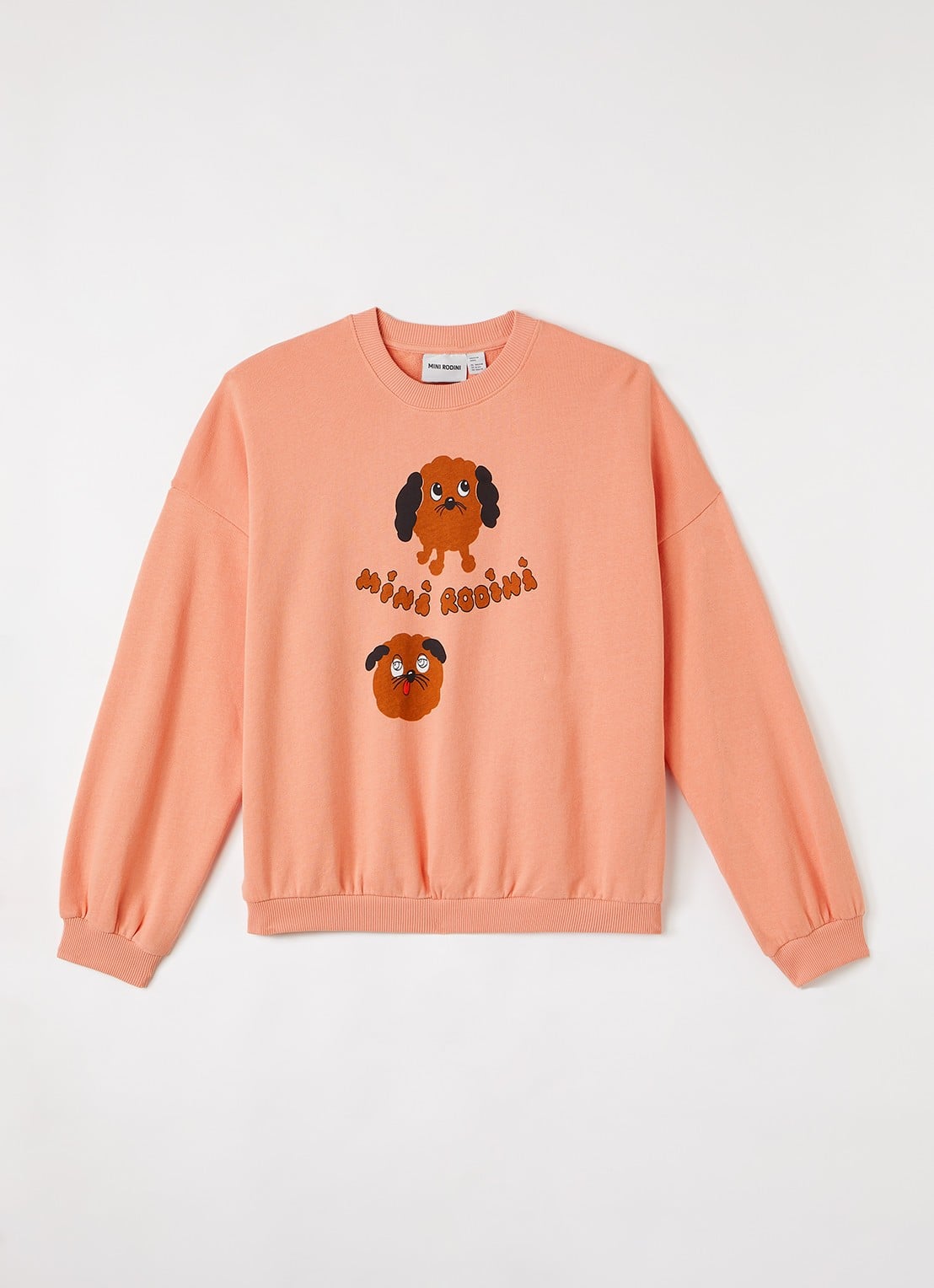 Mini Rodini Doggies sweater met logoprint - voorkant koraalroze