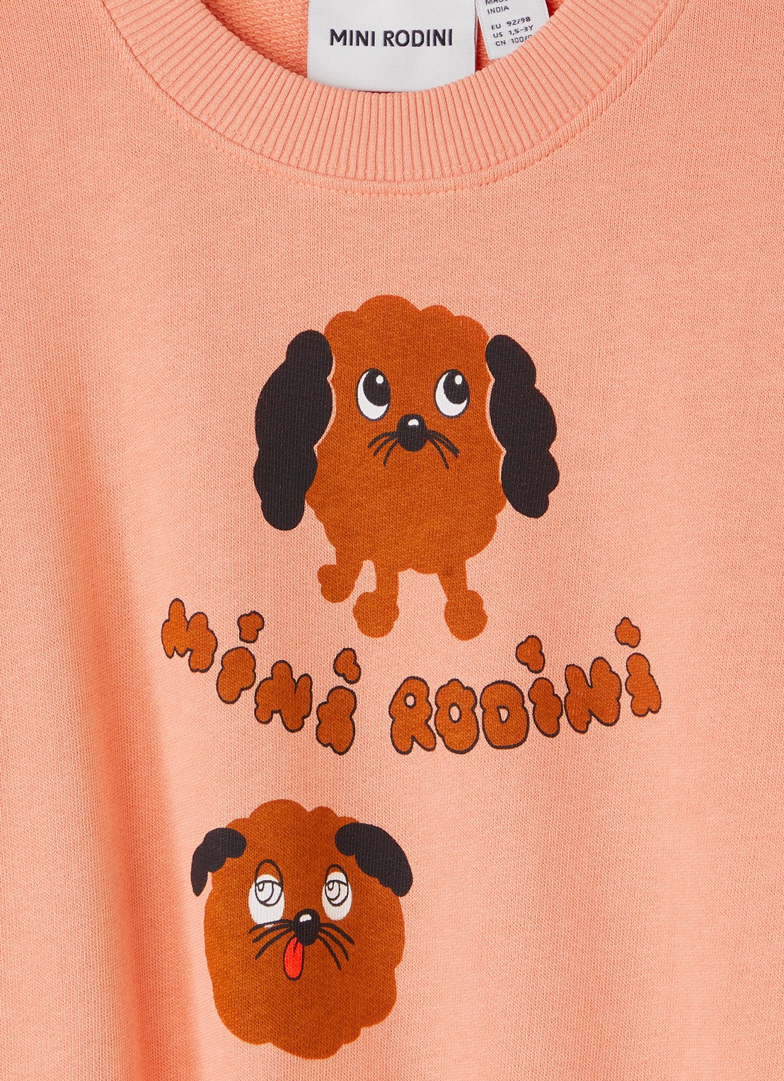 Mini Rodini Doggies sweater met logoprint - detail 5 koraalroze