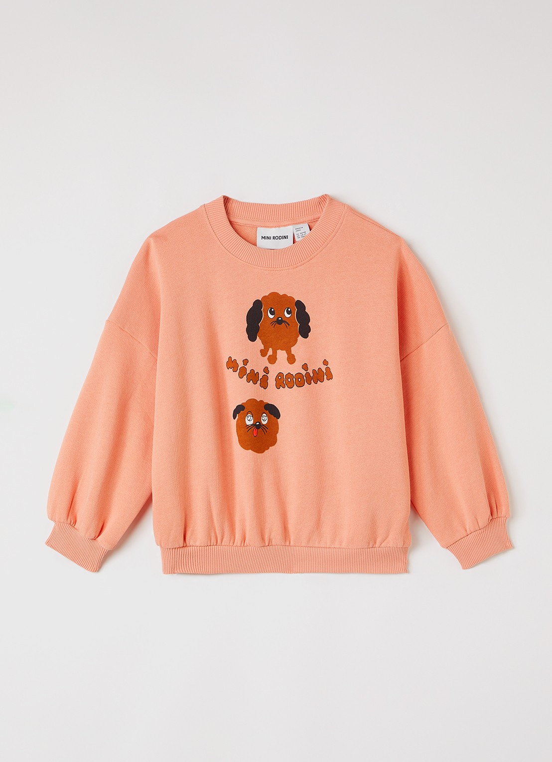 Mini Rodini Doggies sweater met logoprint - voorkant 3 koraalroze