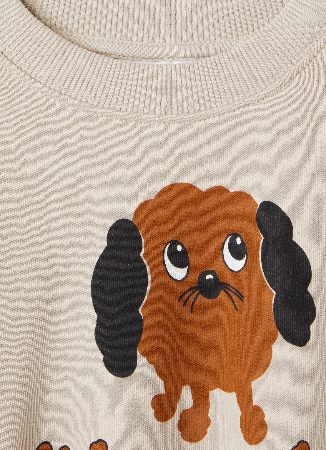 Mini Rodini Doggies sweater met logoprint - detail beige