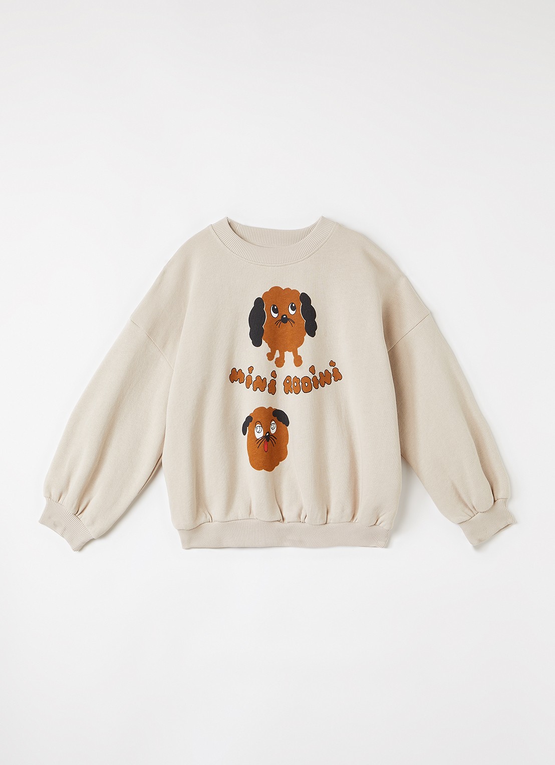 Mini Rodini Doggies sweater met logoprint - voorkant 2 beige