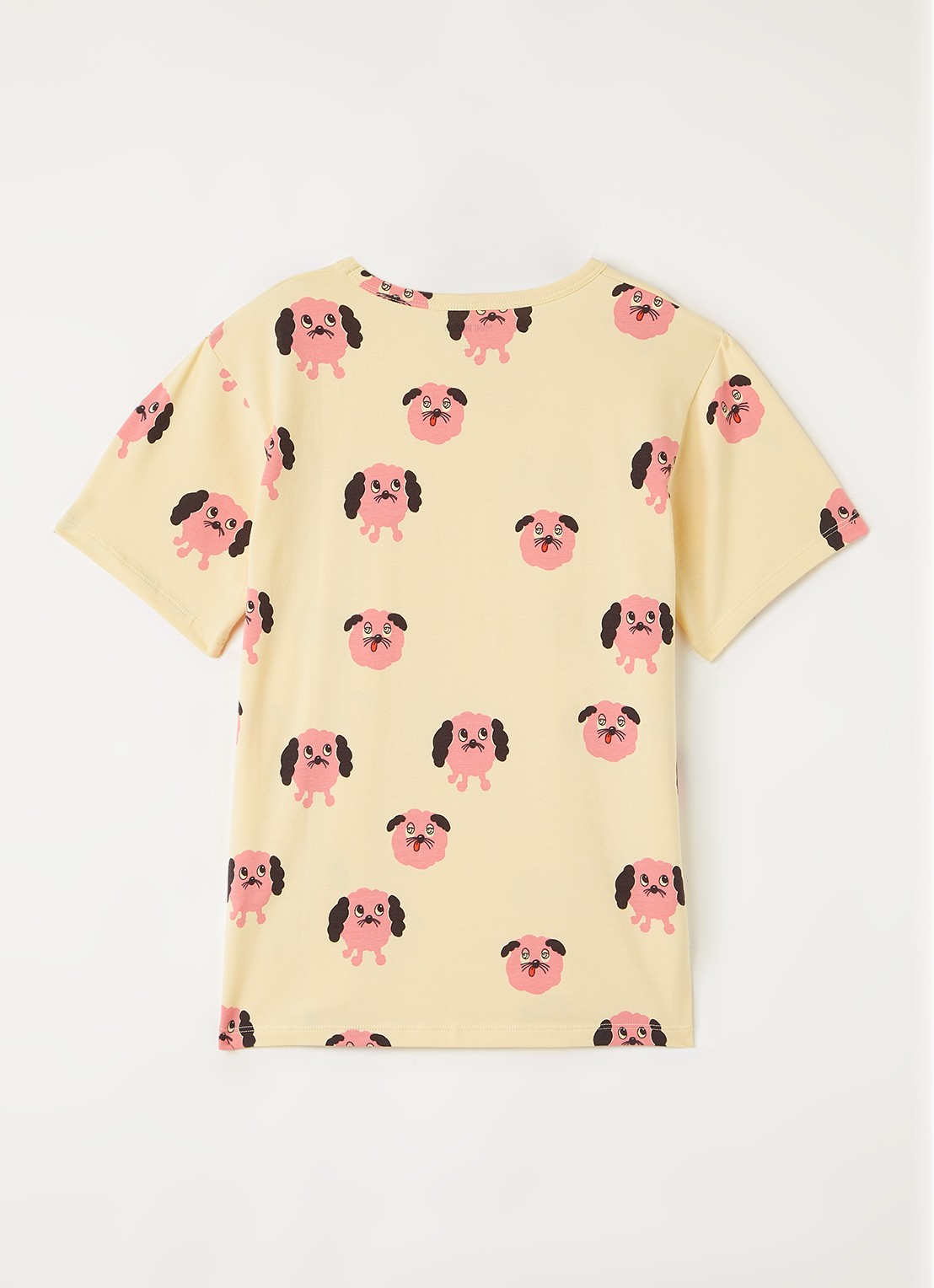 Mini Rodini Doggies T-shirt met print - achterkant lichtgeel