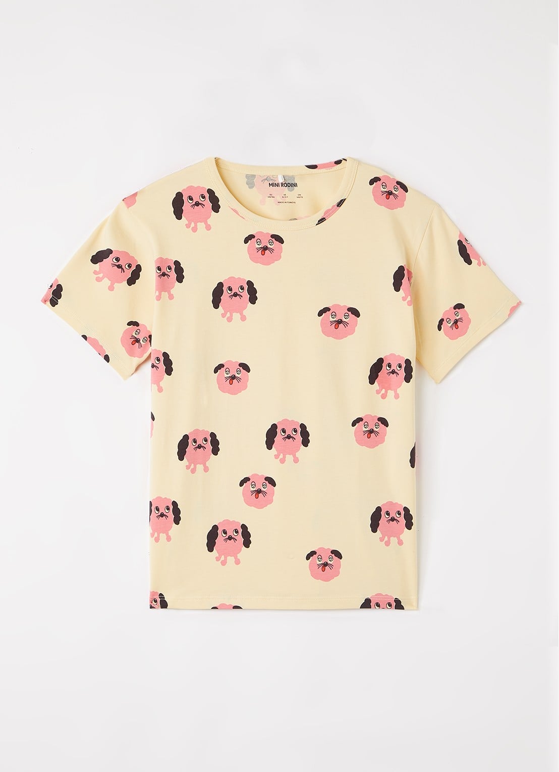 Mini Rodini Doggies T-shirt met print - voorkant 2 lichtgeel