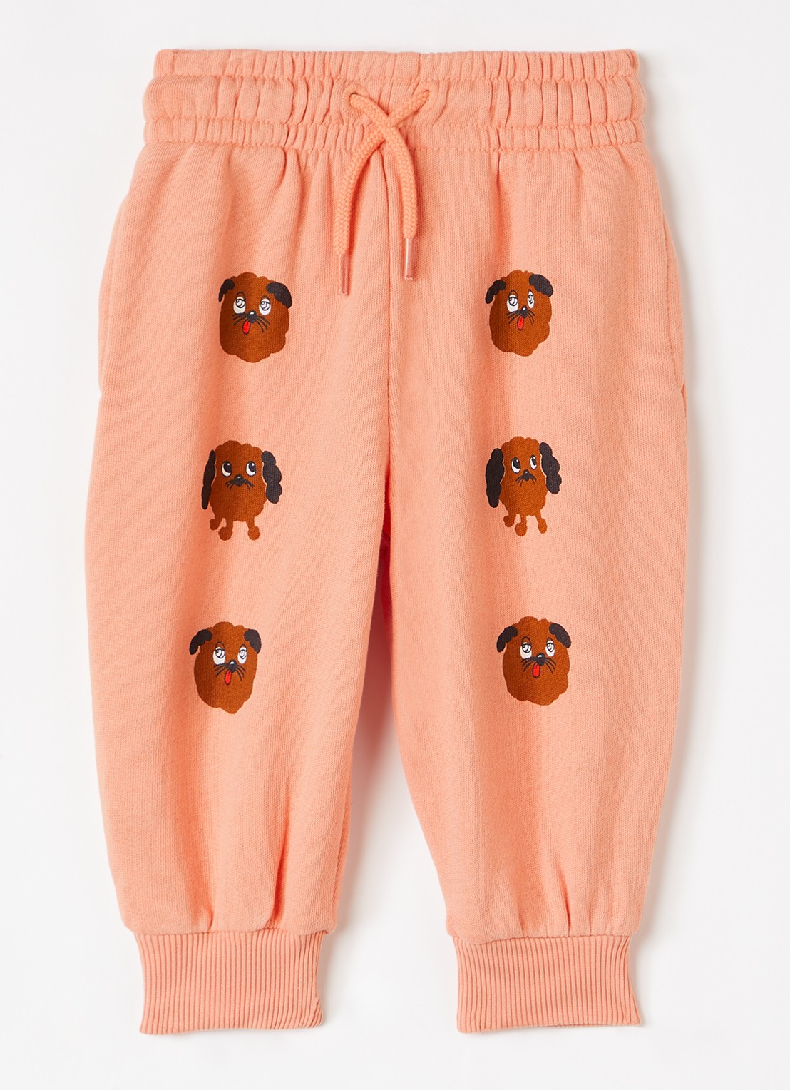 Mini Rodini Doggies tapered fit joggingbroek met print - voorkant 3 zalmroze