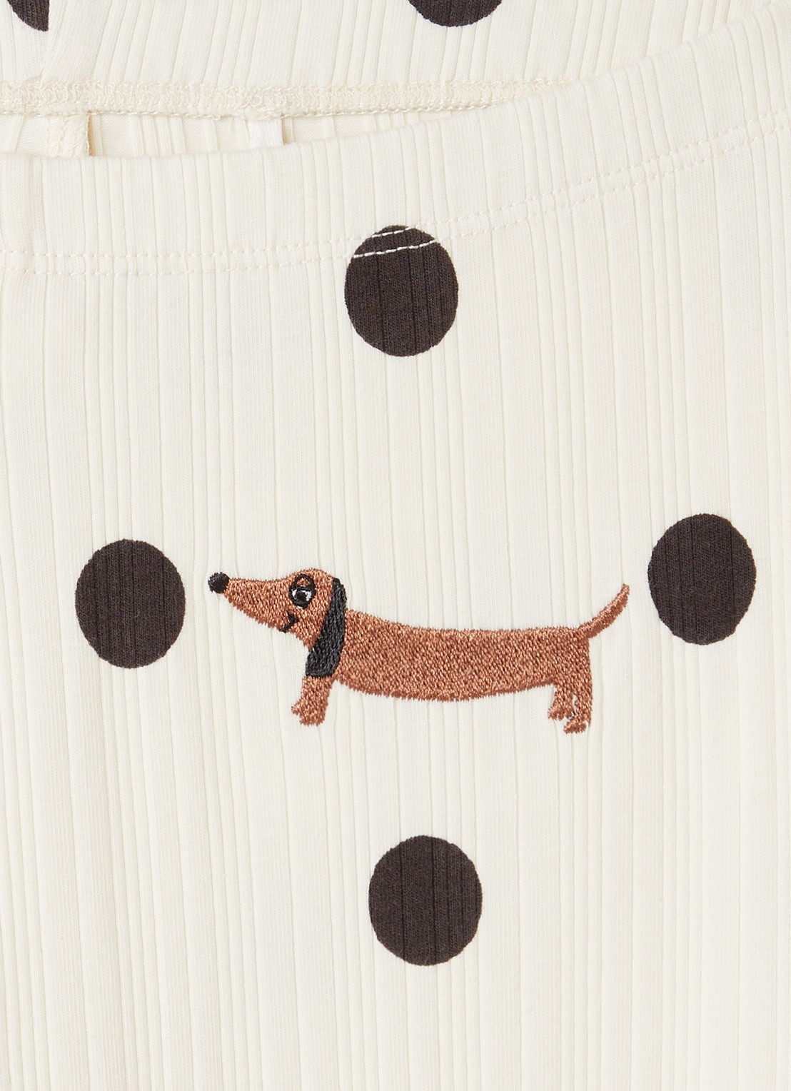 Mini Rodini Dots flared fit legging met stippenprint - detail 3 gebroken wit