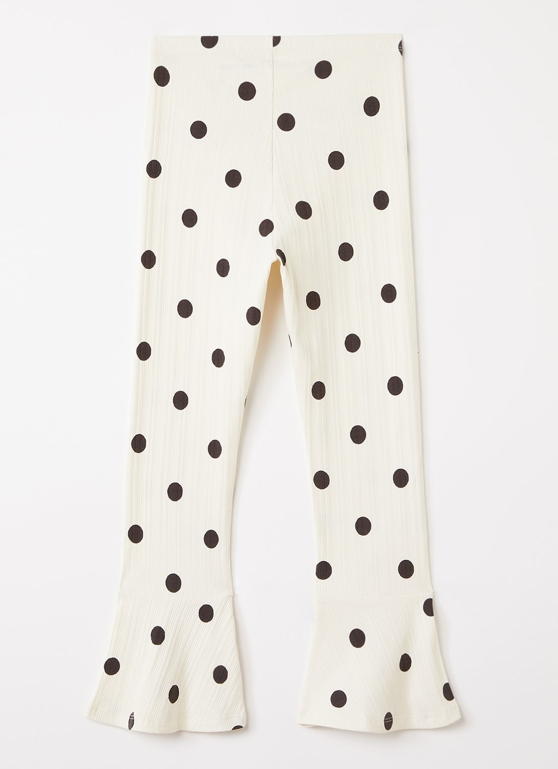 Mini Rodini Dots flared fit legging met stippenprint - voorkant 2 gebroken wit